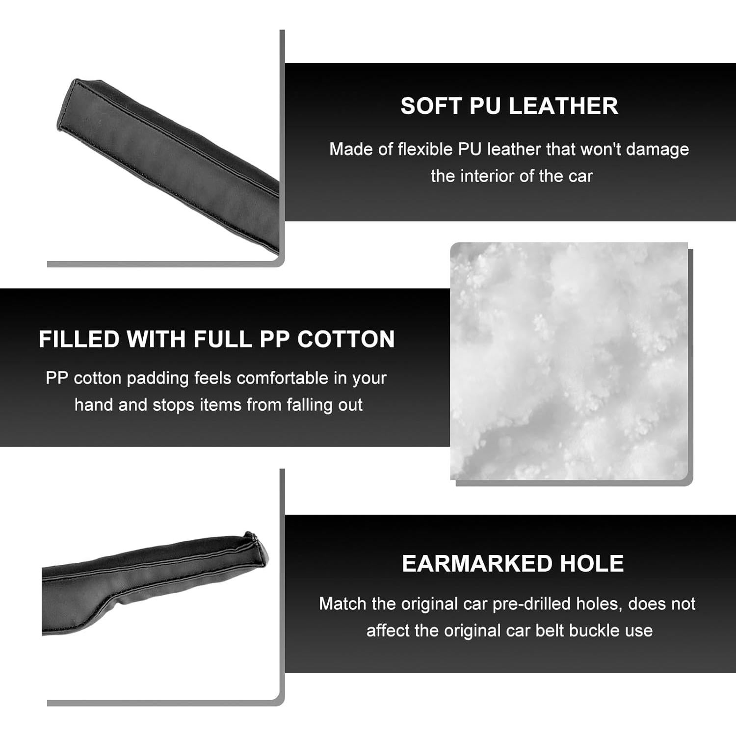 Relleno de Espacio entre Asientos de Cuero FSTURIOS 2 PCS Negro