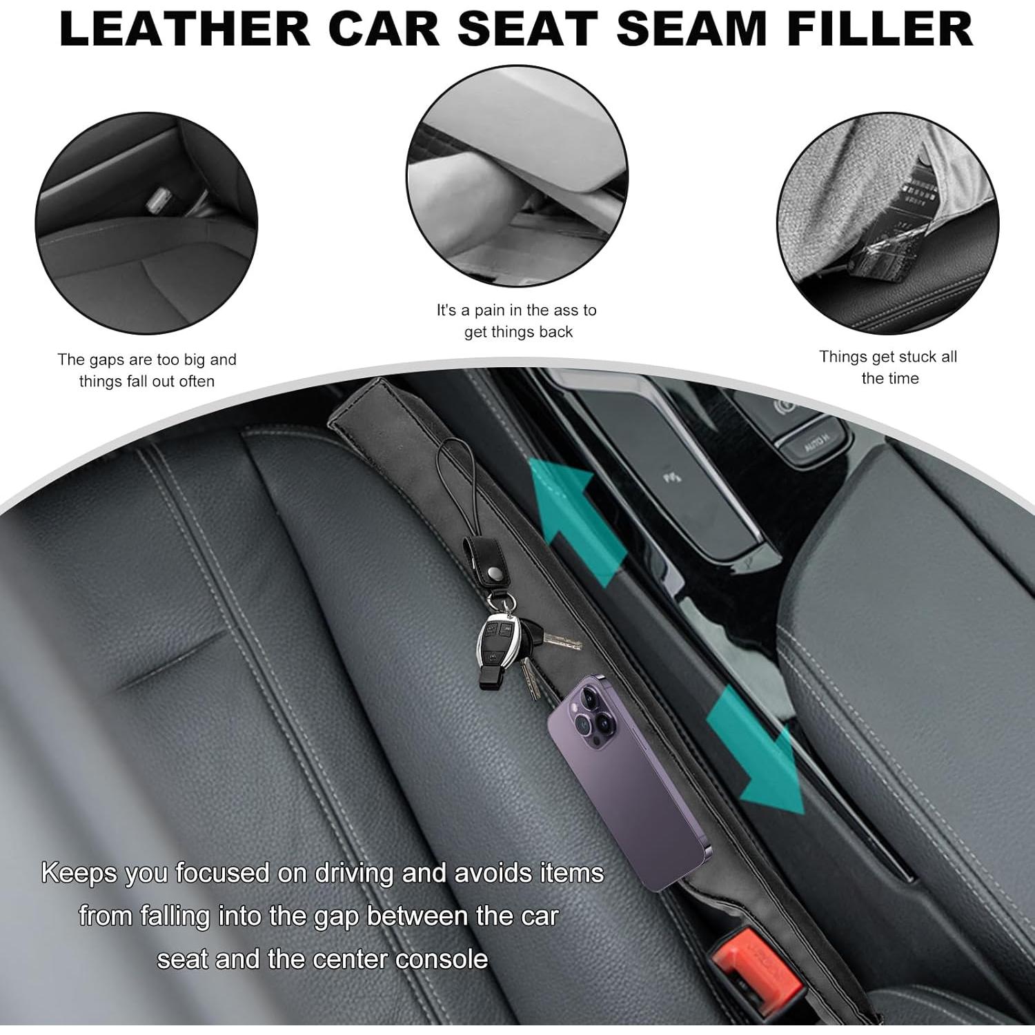 Relleno de Espacio entre Asientos de Cuero FSTURIOS 2 PCS Negro