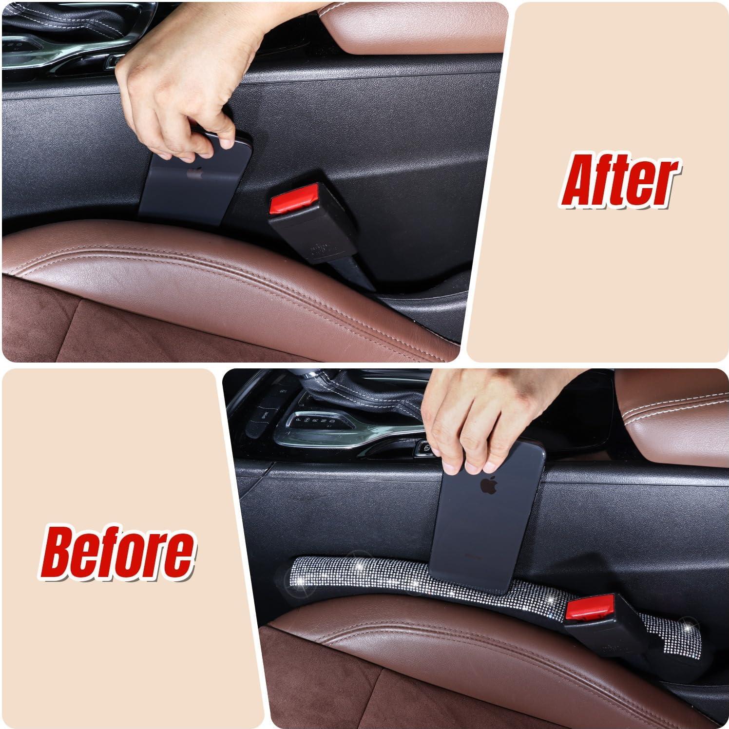 Relleno Espacio Asientos Coche Briwill 2 Pack Rhinestones Plata