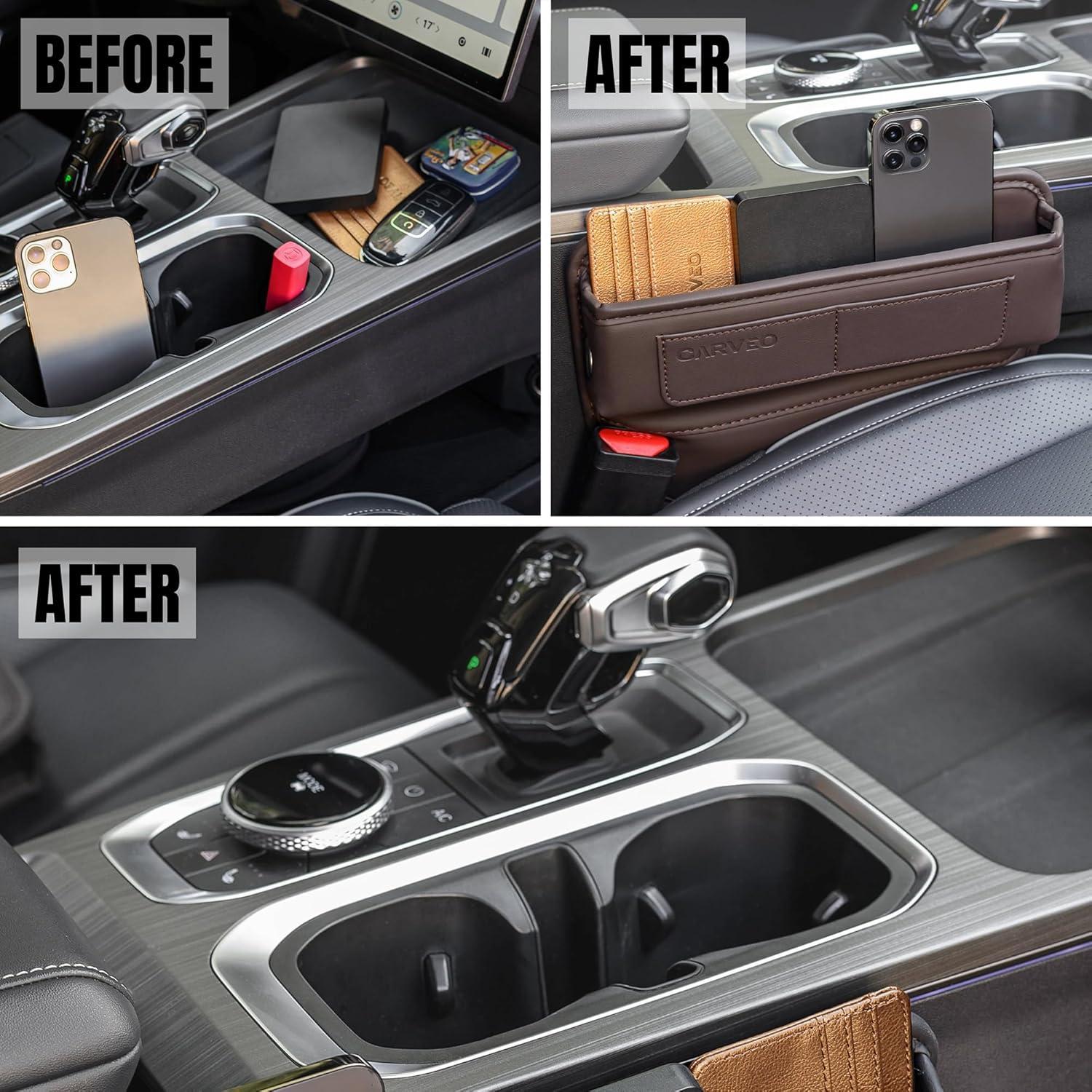 Organizador de Asiento de Coche CARVEO Marrón PU Compacto