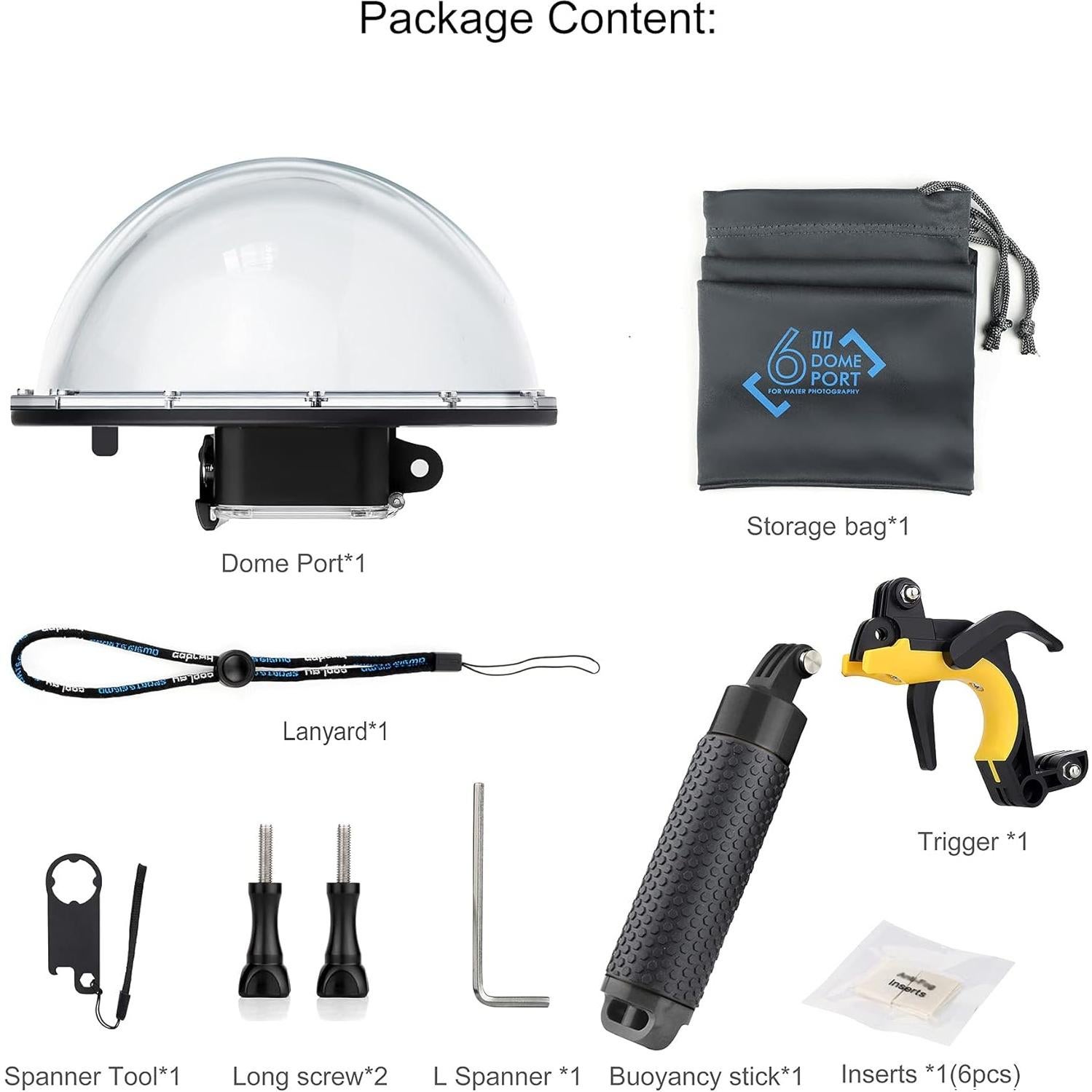 Puerto de cúpula impermeable YALLSAME para GoPro Hero 9-13