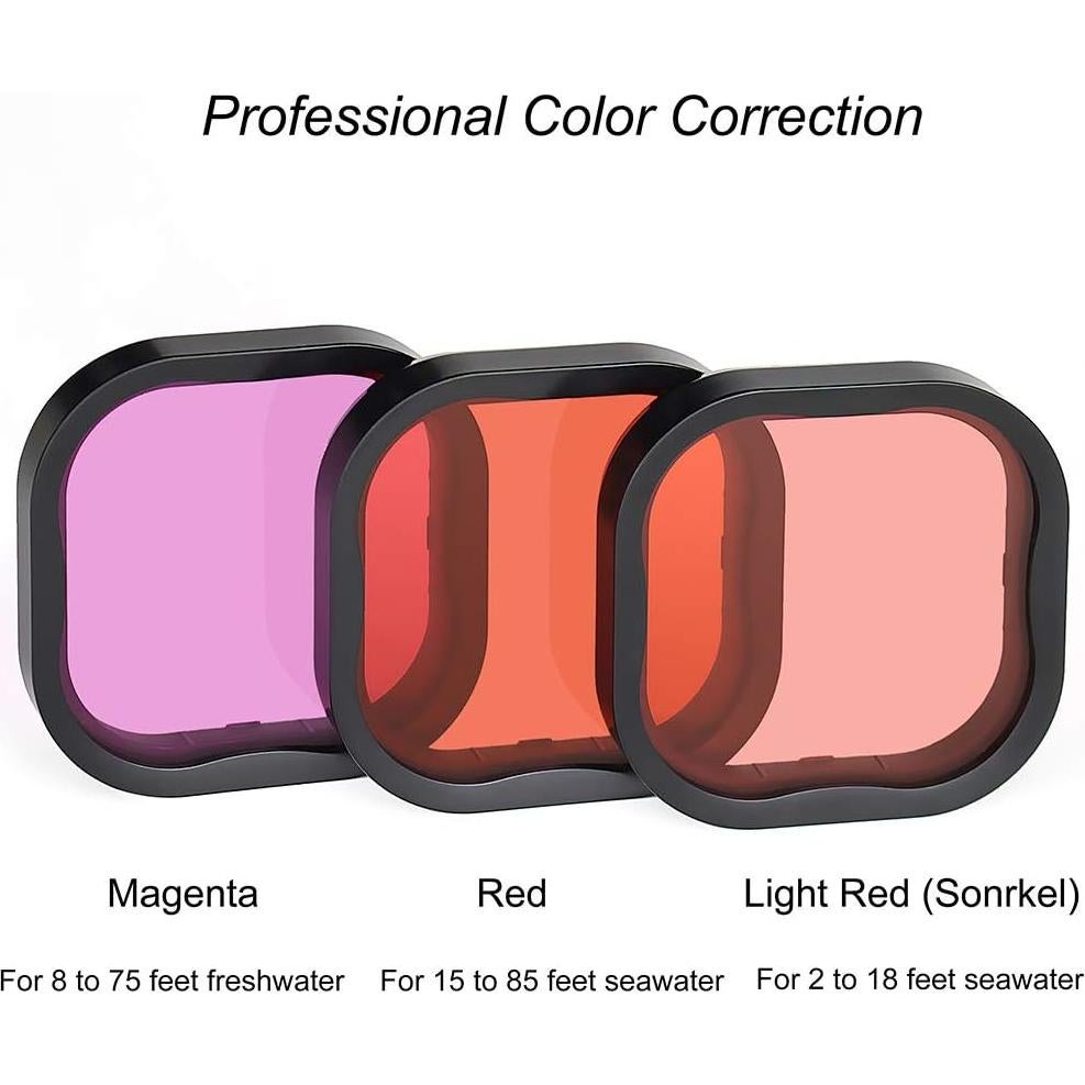 Filtro de Buceo SOONSUN 3-Pack para GoPro Hero 8-13 Black