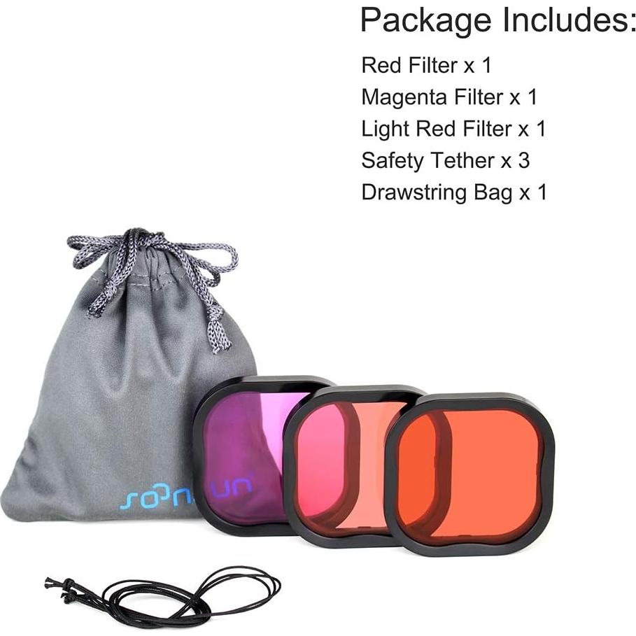 Filtro de Buceo SOONSUN 3-Pack para GoPro Hero 8-13 Black