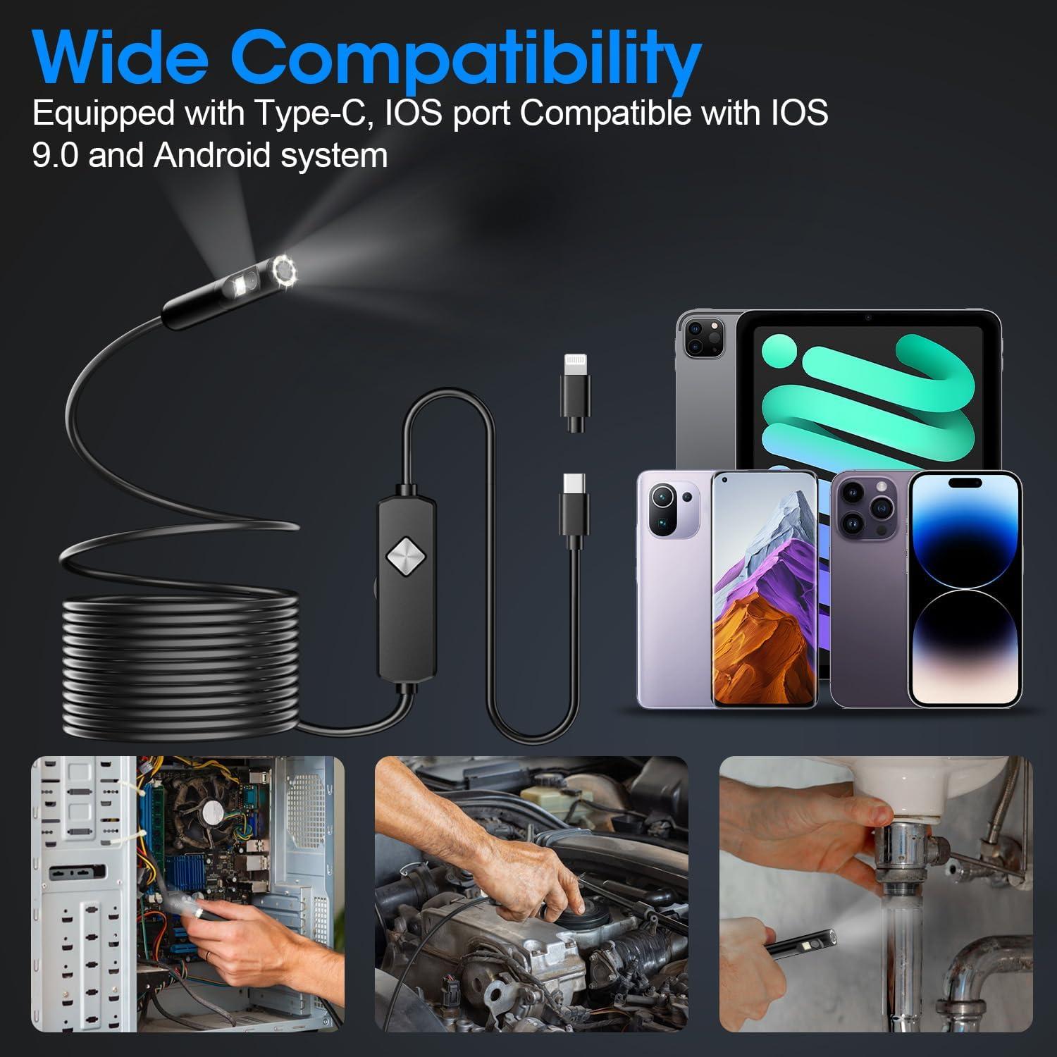 Endoscopio Doble Lente PAPIBLU 1920P HD 5 Metros IP67