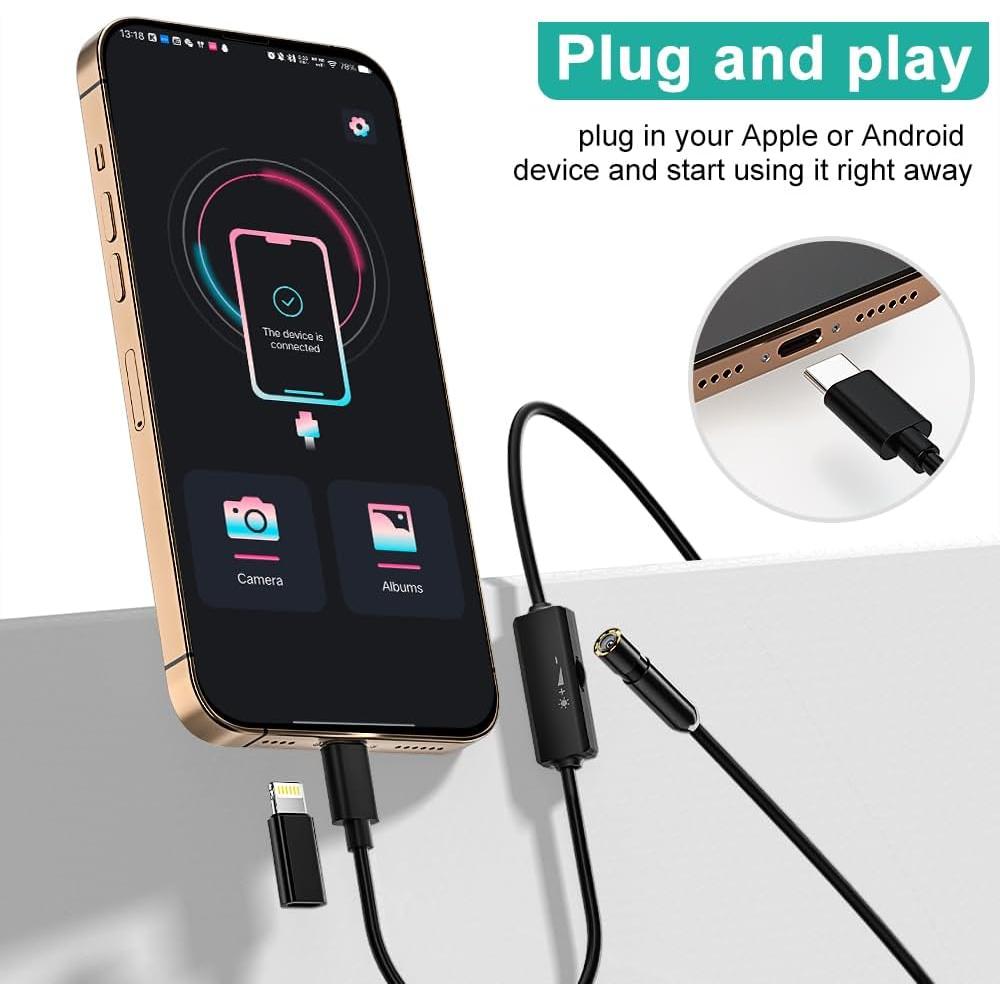 Endoscopio ILIHOME HD 1080P 5m con Luz LED Ajustable