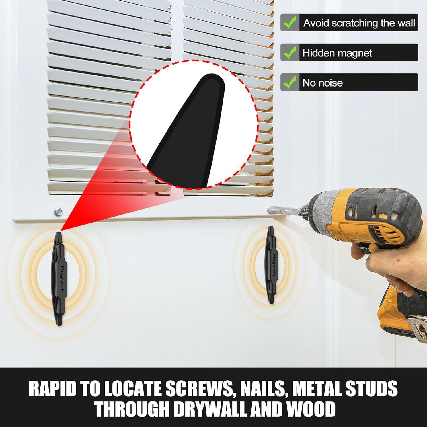 Localizador de Estudio Magnético Mogseek 2 Pcs Sin Baterías