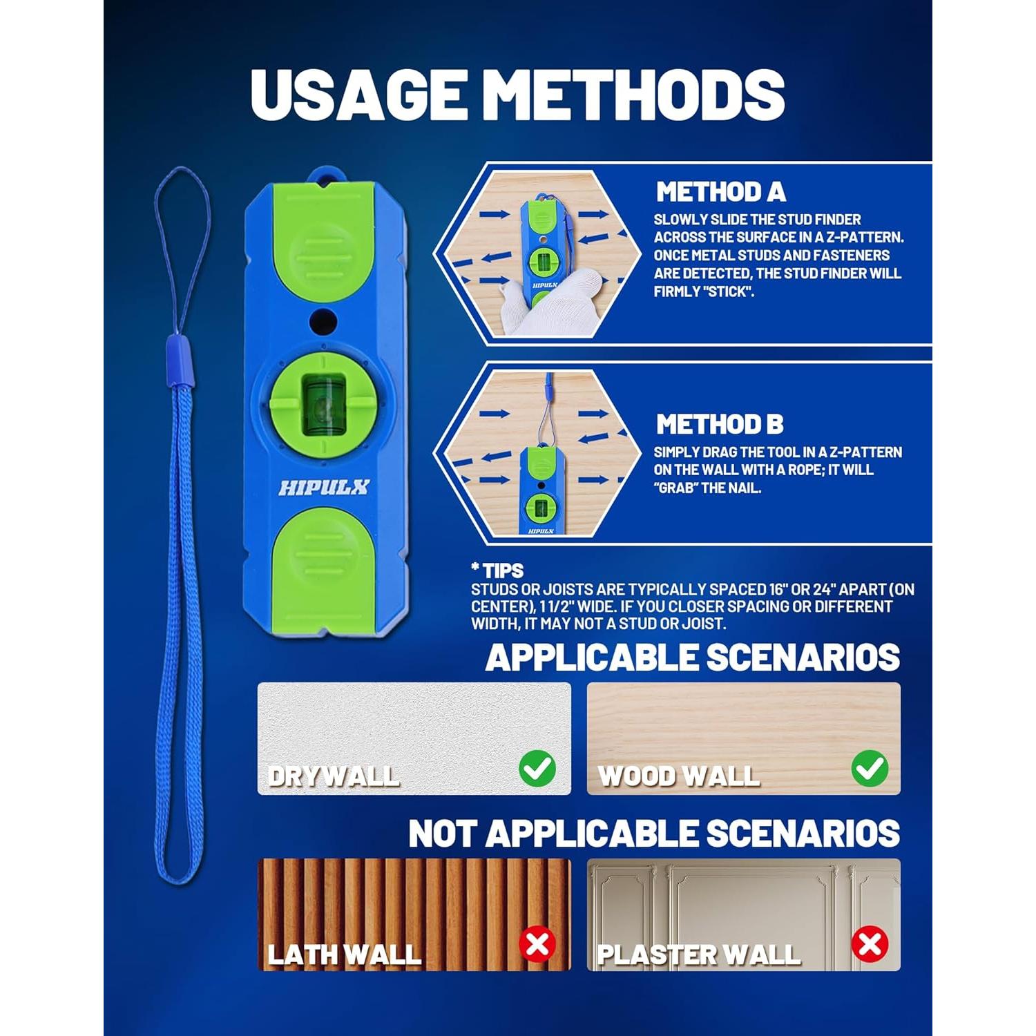 Buscador de Estudio Magnético HIPULX con Nivel 360° - Sin Batería