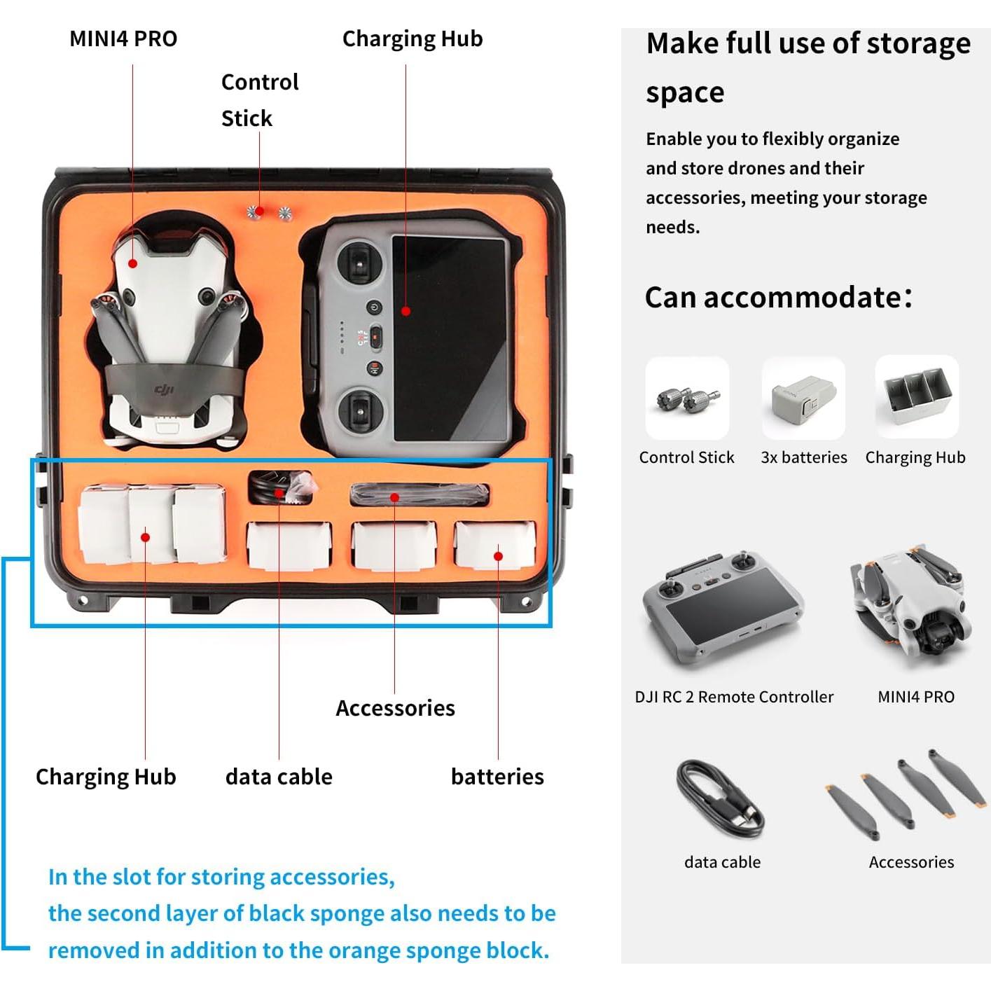 Estuche Impermeable Liyirui para Drone DJI Mini 4 Pro