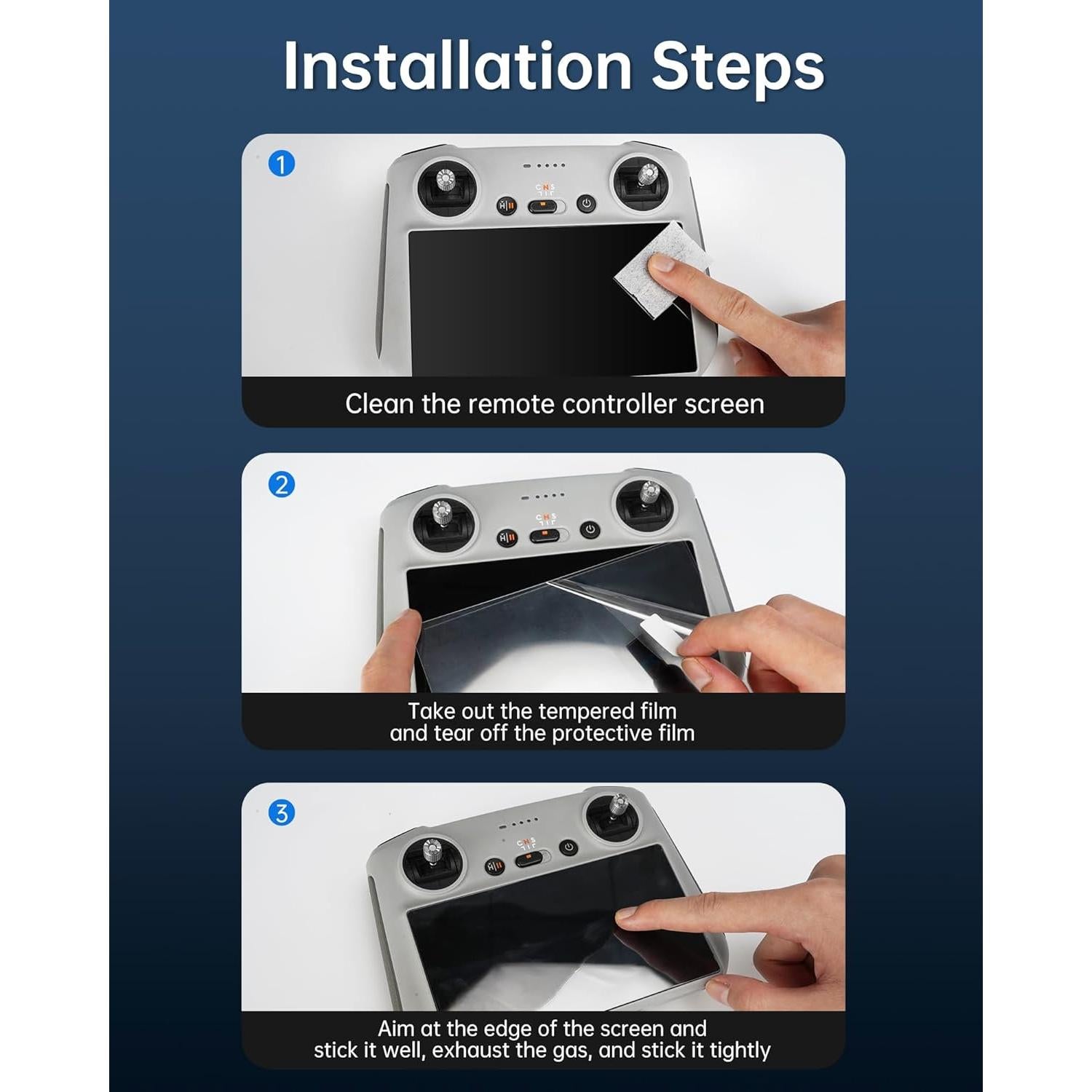 Paquete de 3 Protectores de Pantalla Vidrio Templado DJI RC/RC2