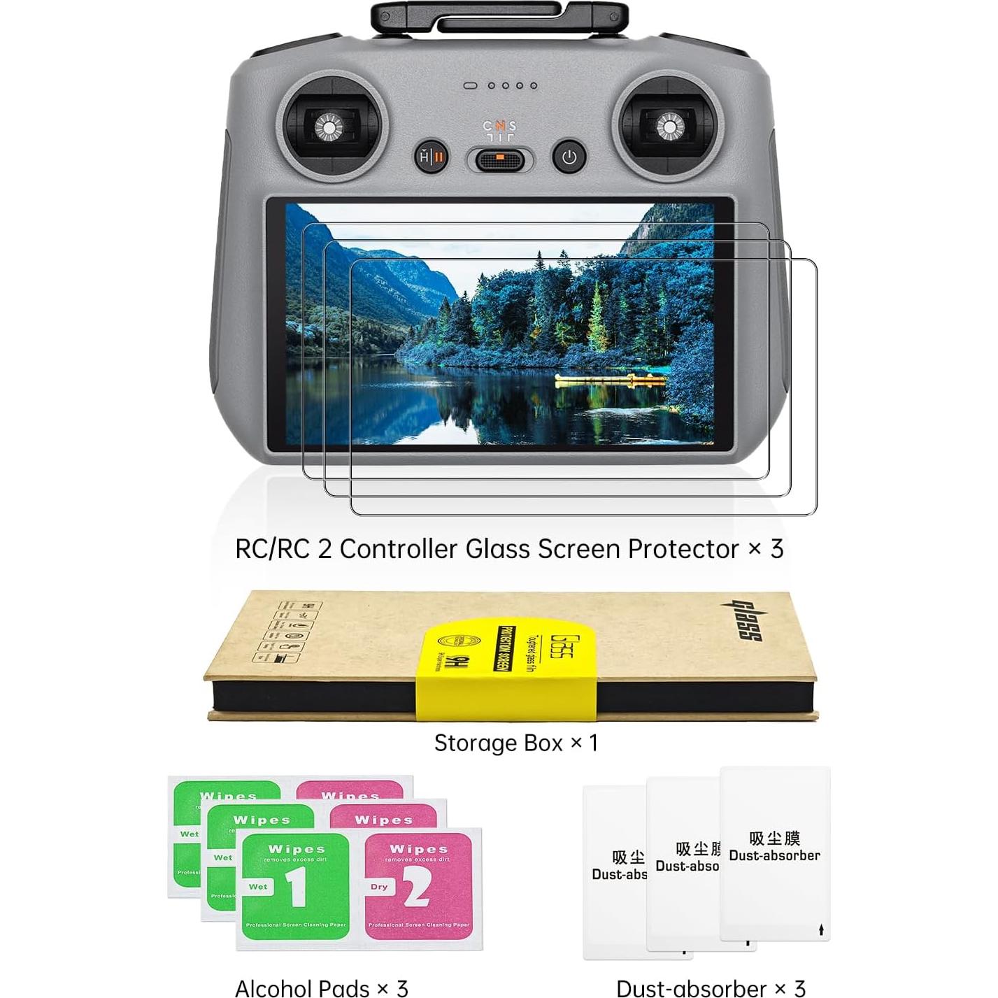 Paquete de 3 Protectores de Pantalla Vidrio Templado DJI RC/RC2