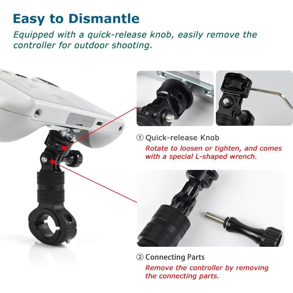 Soporte de Manillar para Control Remoto DJI RC/RC2 - Aluminio Ajustable