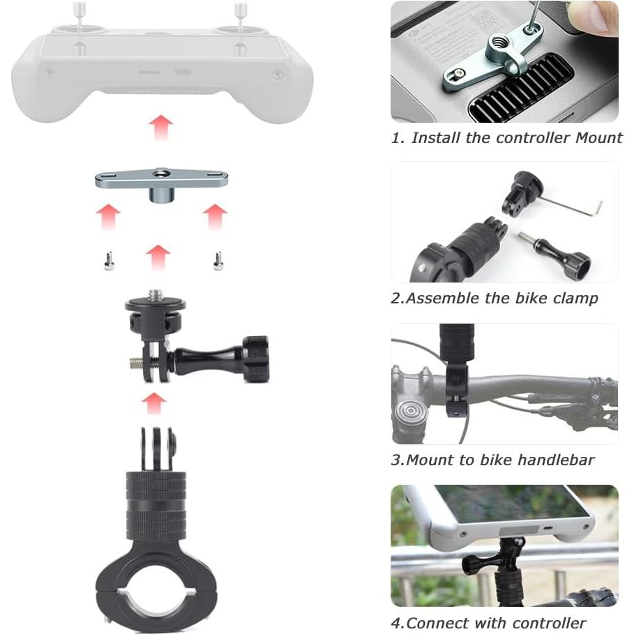 Soporte de Manillar para Control Remoto DJI RC/RC2 - Aluminio Ajustable