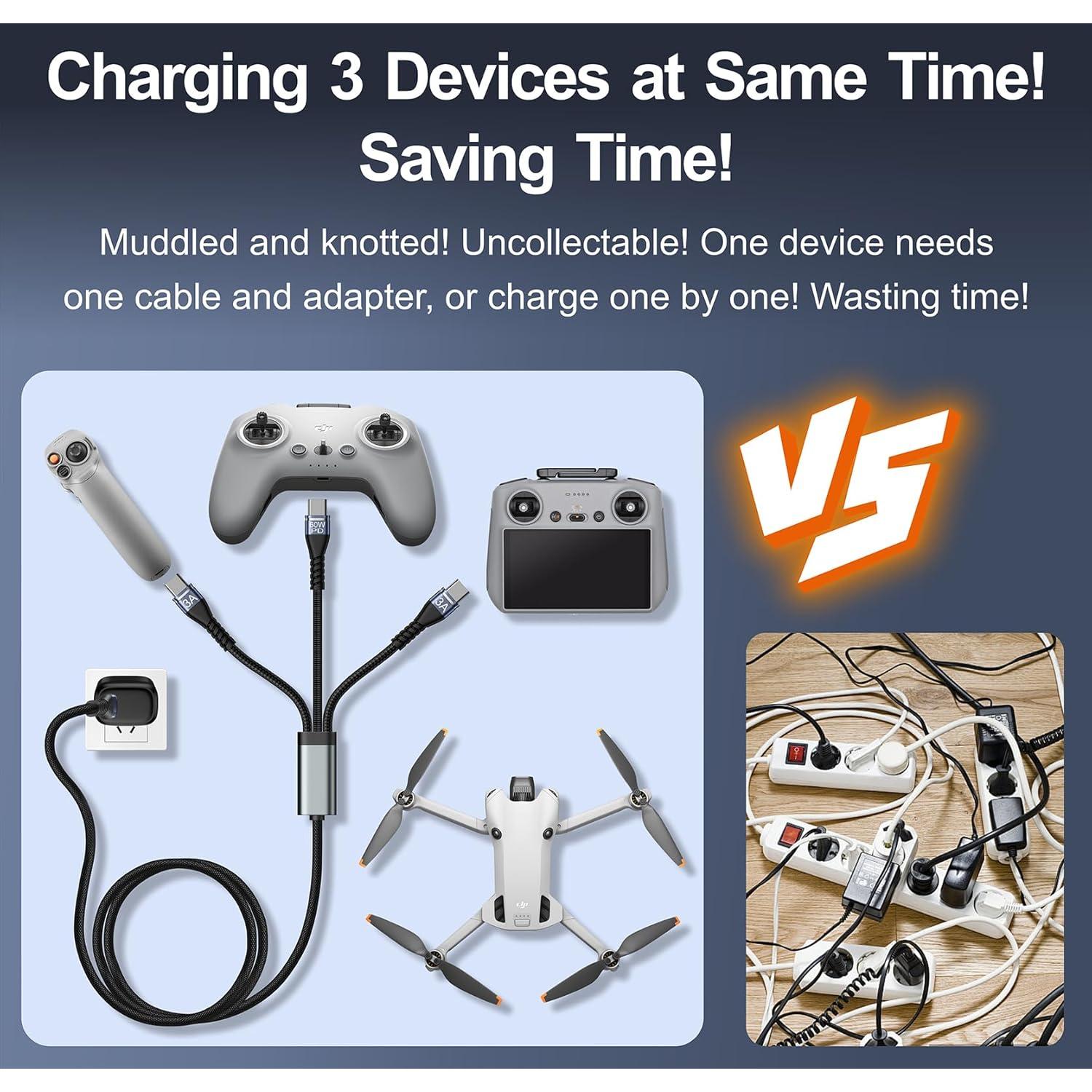 Cargador Rápido 30W PD 3 en 1 USB-C para Drones DJI