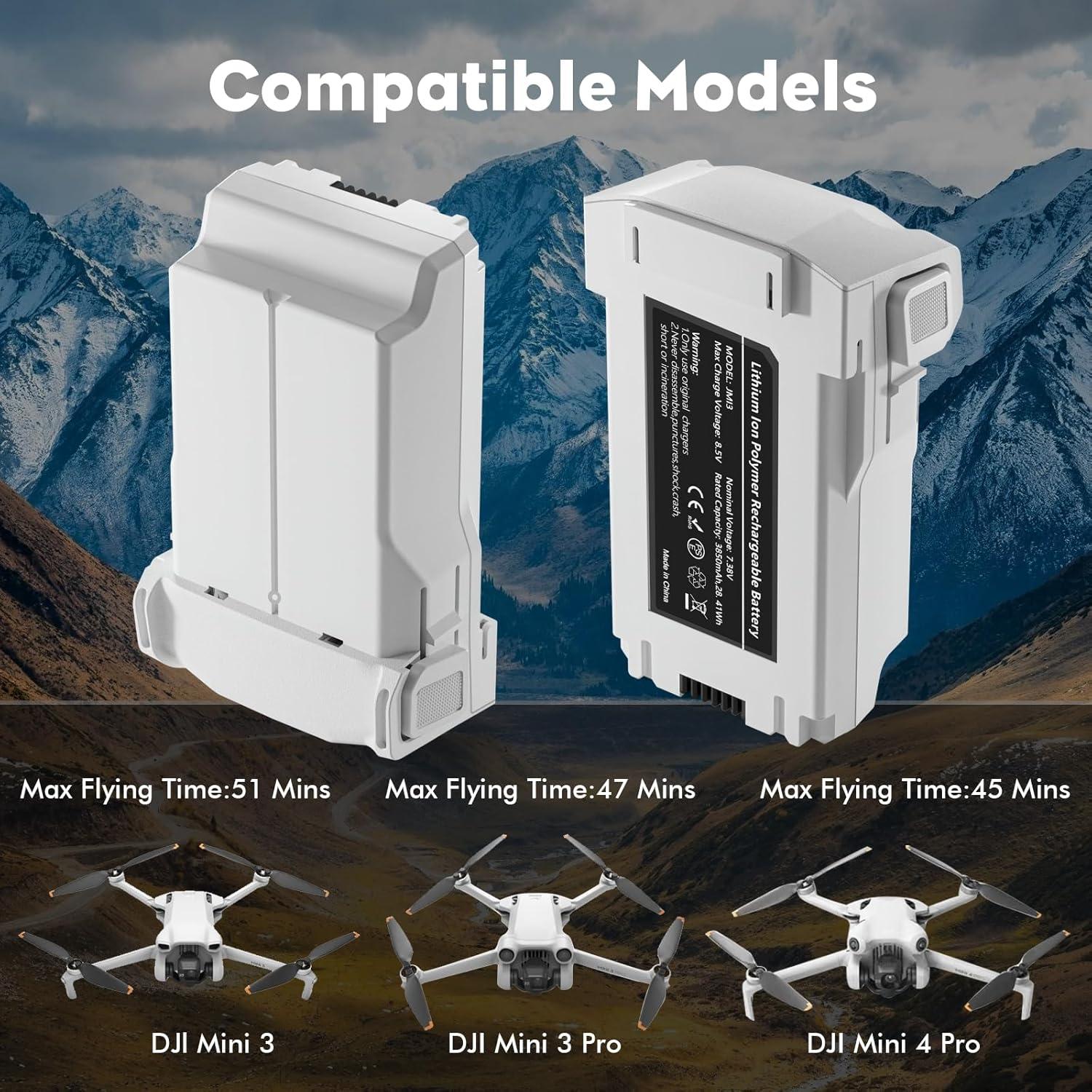 Batería de Vuelo Inteligente Plus Rszfnjxry para DJI Mini 4 Pro/3 Pro/3, 3850mAh