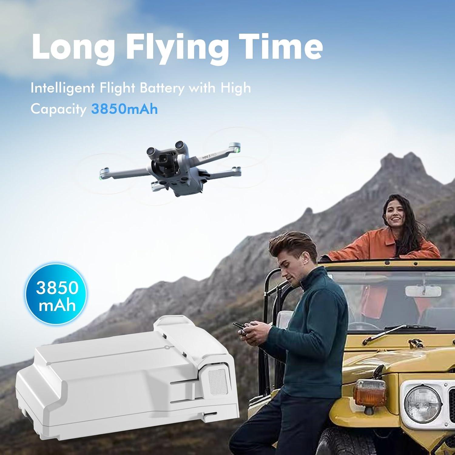 Batería de Vuelo Inteligente Plus Rszfnjxry para DJI Mini 4 Pro/3 Pro/3, 3850mAh
