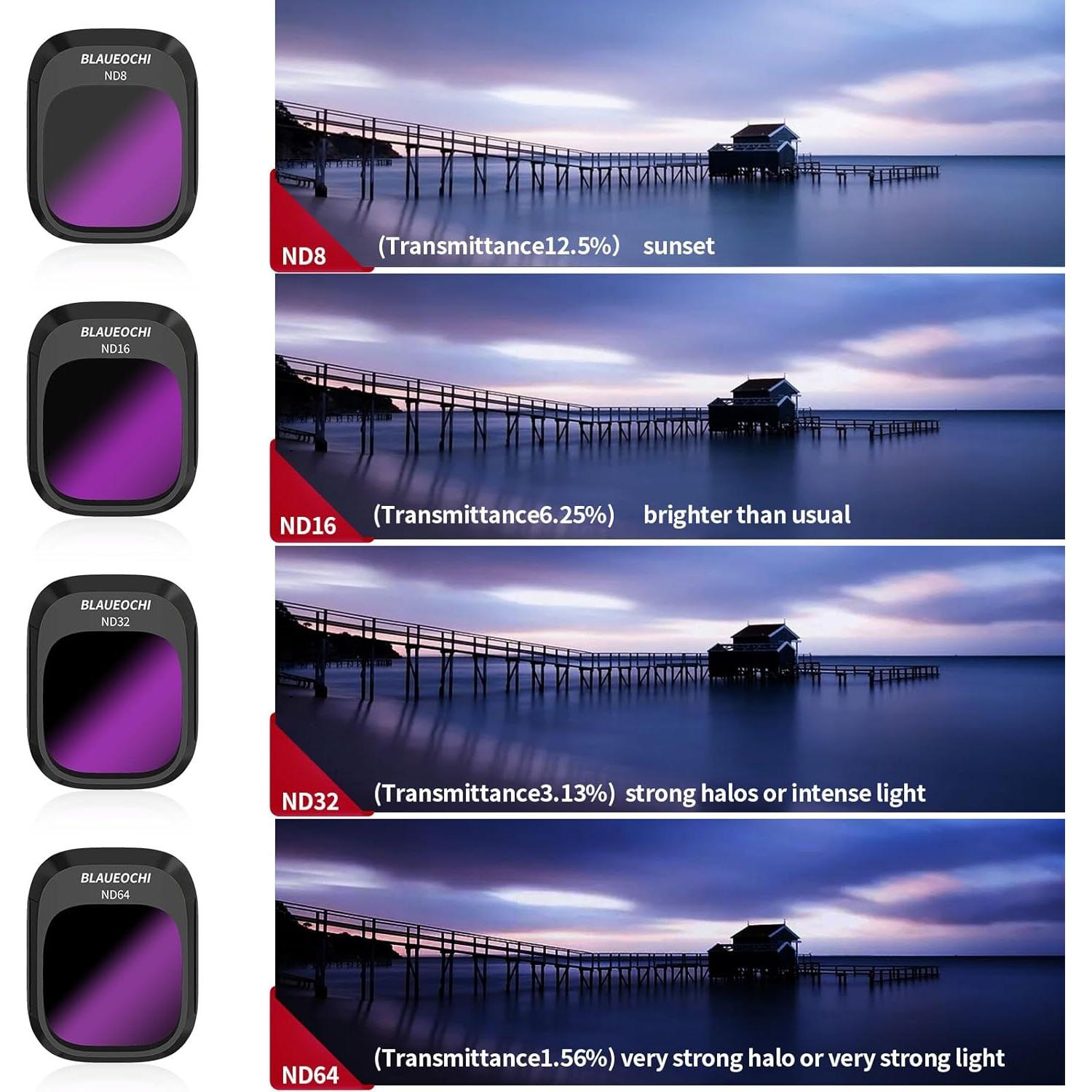 Juego de Filtros ND CPL para Dron DJI Mini 4 Pro - 8 Piezas