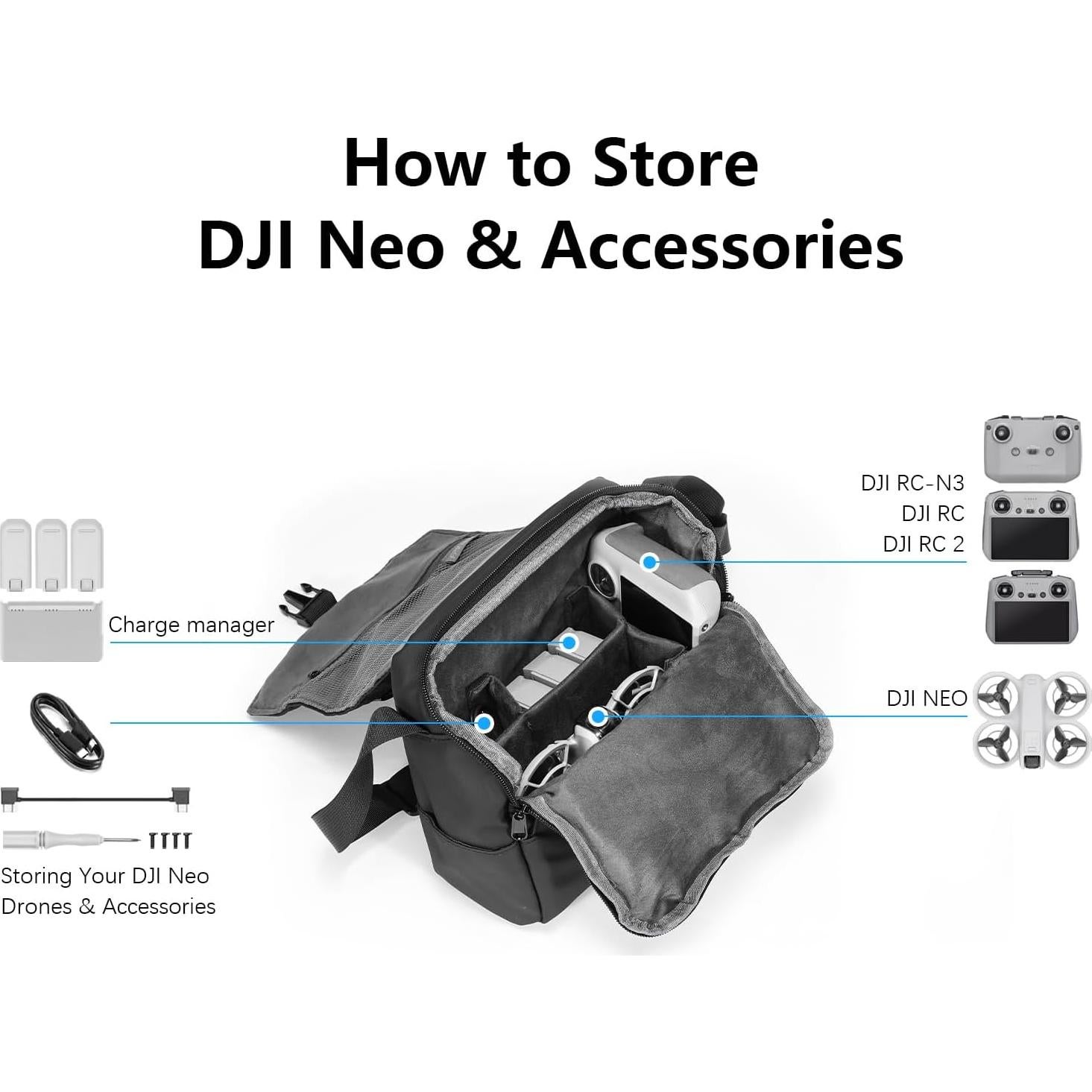 Bolsa de Hombro FPVtosky para DJI Mini 4 Pro y 3 Pro