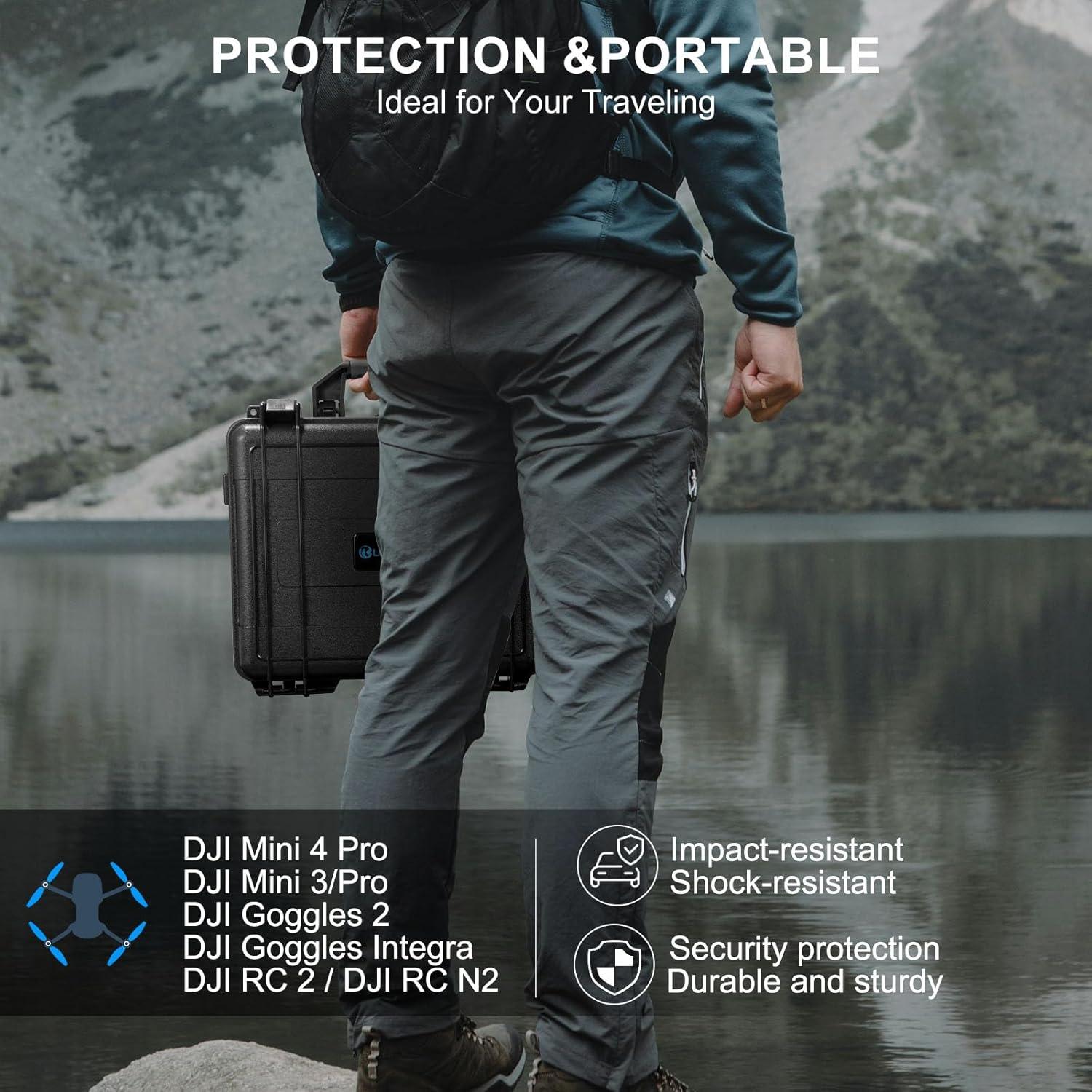 Estuche Duro Impermeable Lekufee para DJI Mini 4 Pro y Accesorios