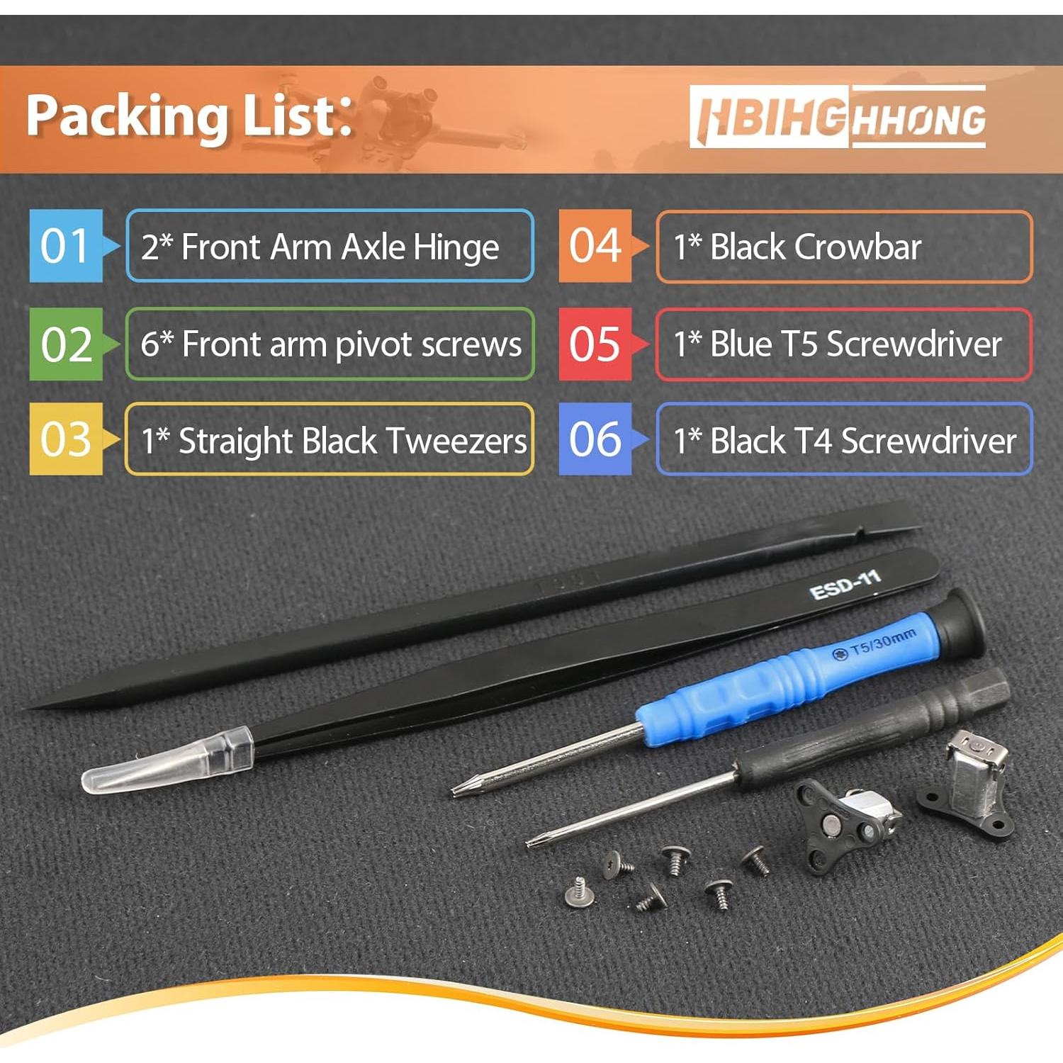 Reemplazo Eje Brazo Frontal DJI Mini 4 Pro Mini 3 + Tornillos