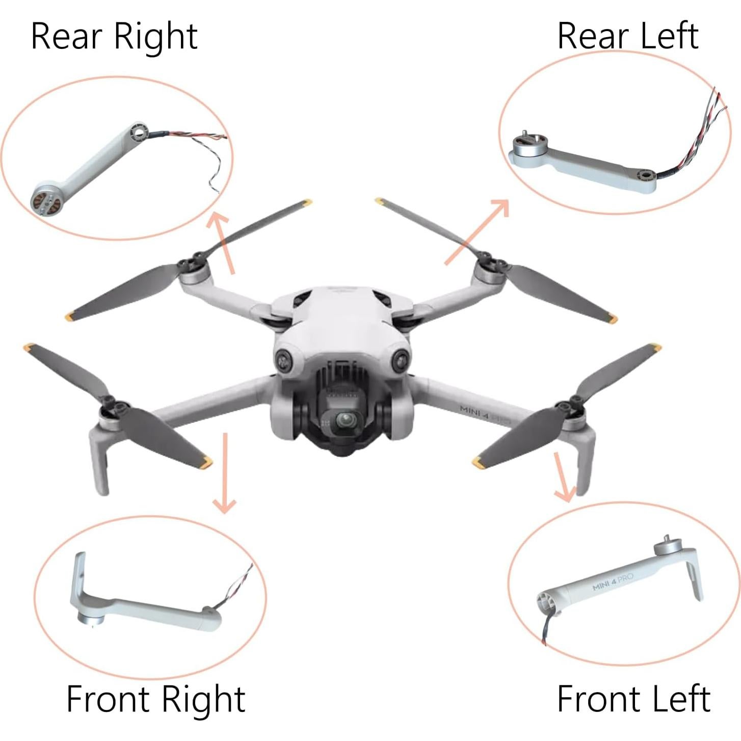 Brazo de Motor Repuesto Parbeson para DJI Mavic Mini 4 Pro