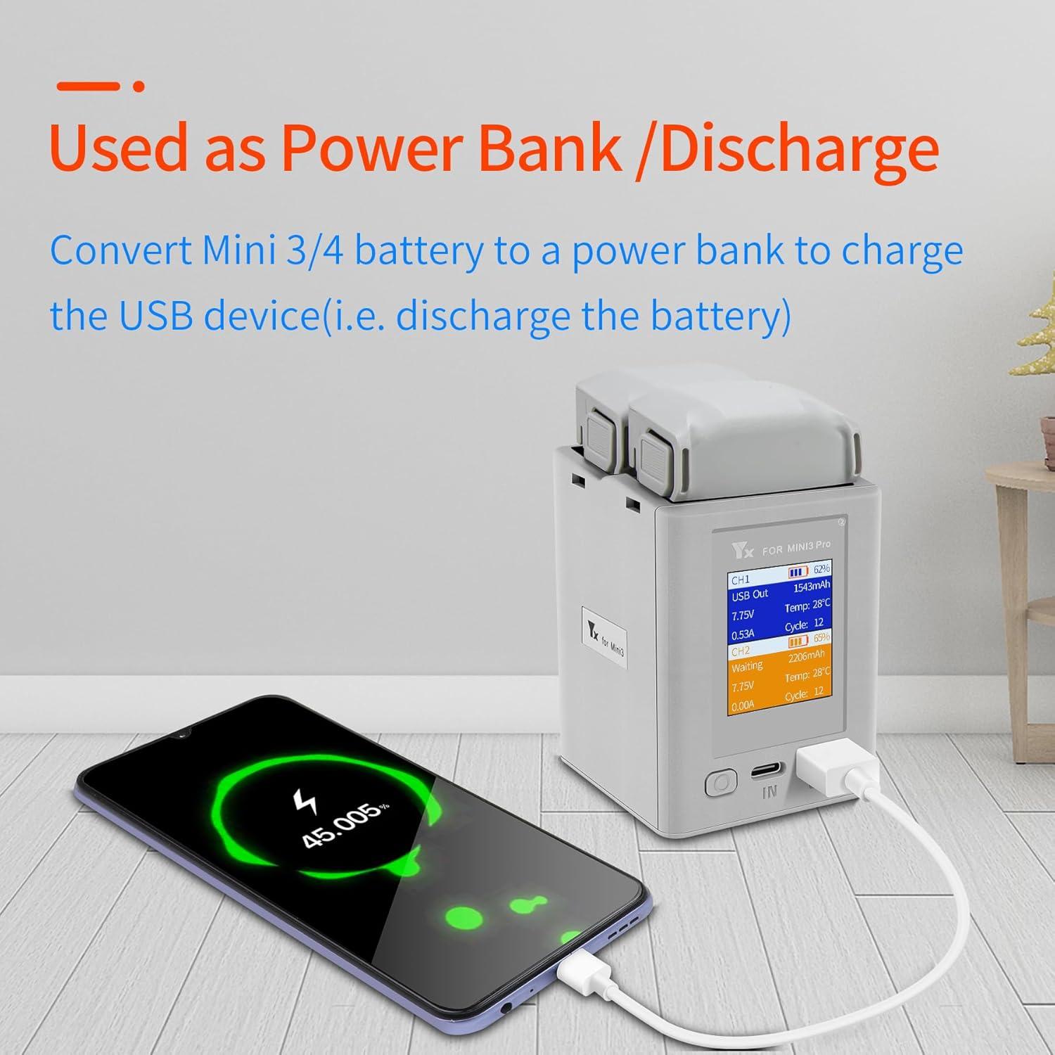 Cargador LCD Multifuncional para Baterías DJI Mini 4 Pro/3