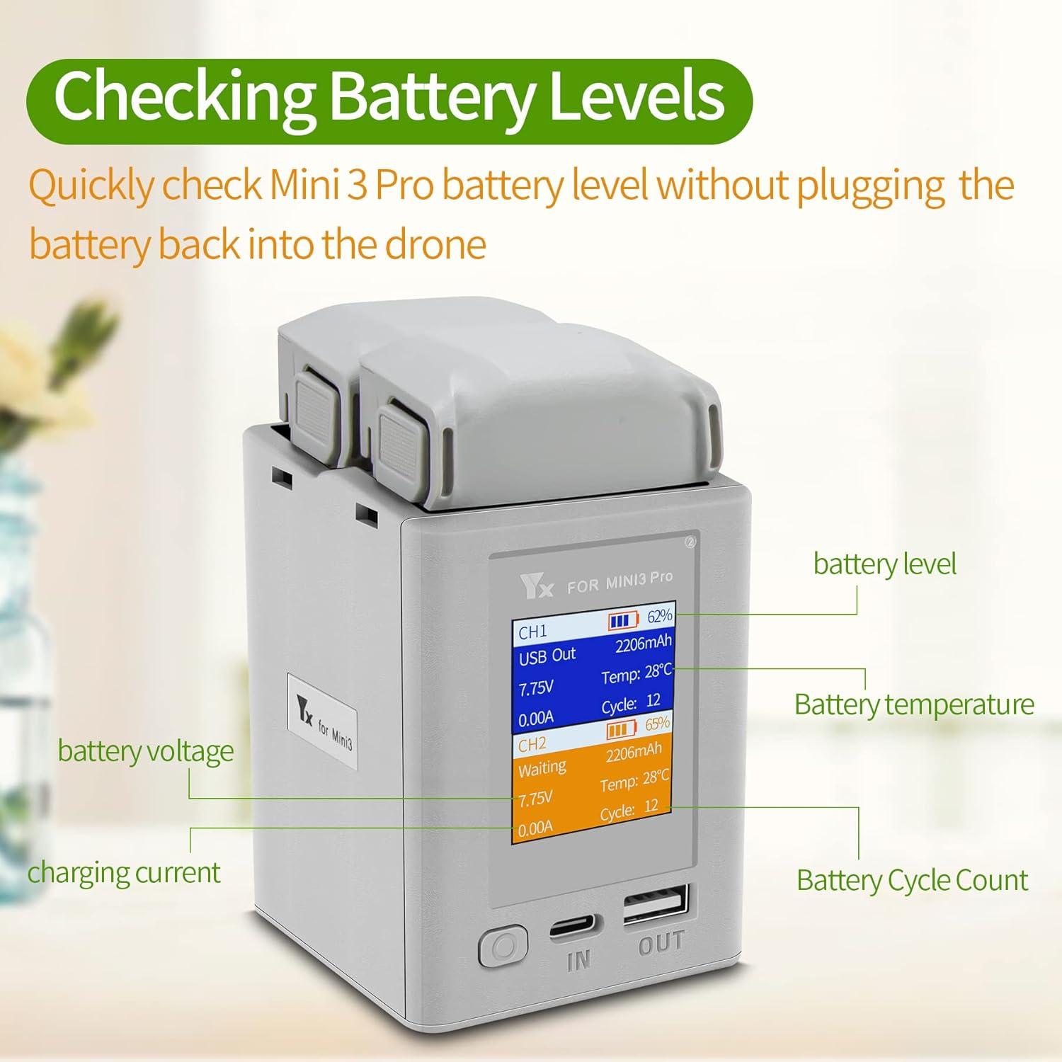 Cargador LCD Multifuncional para Baterías DJI Mini 4 Pro/3
