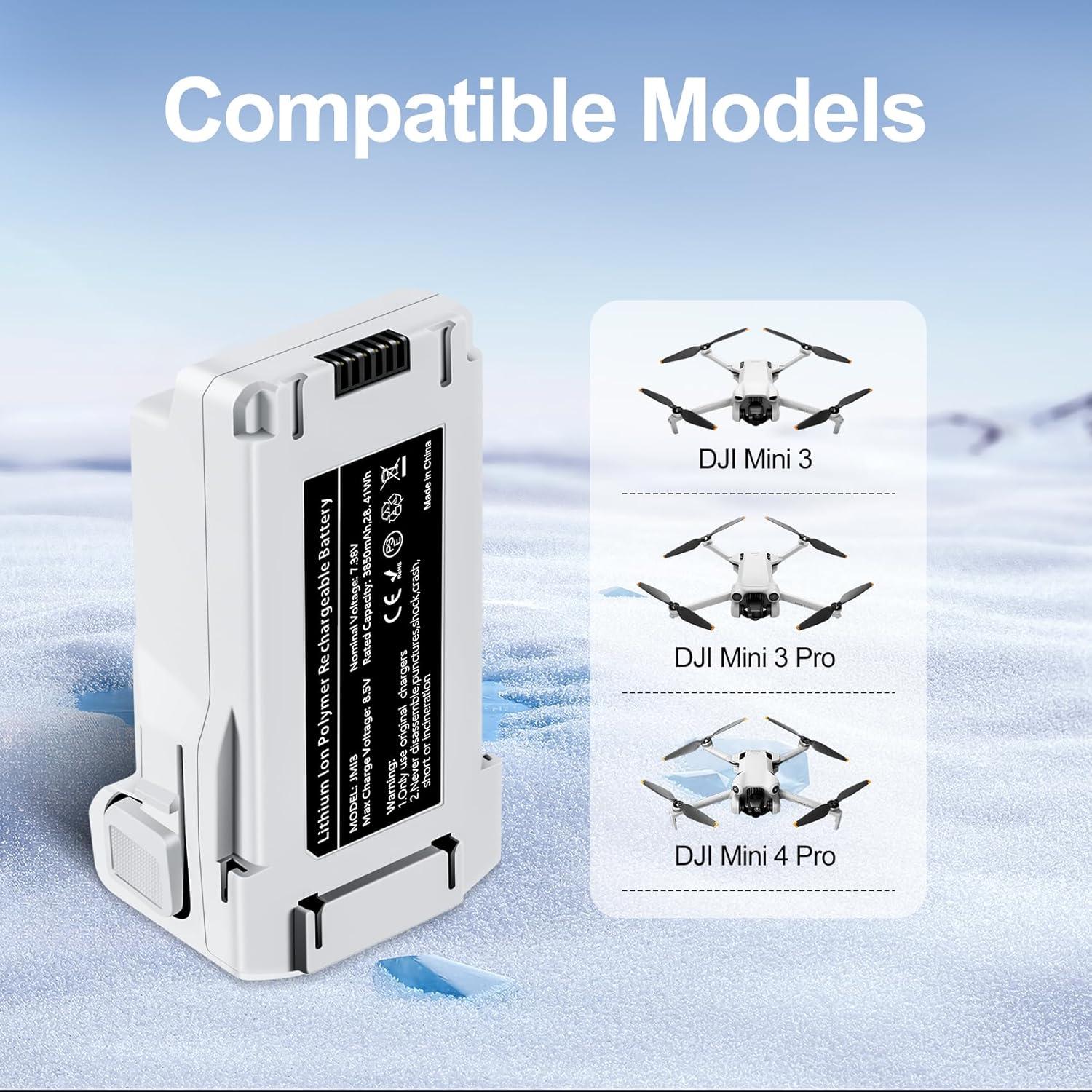 2 Baterías de Vuelo Inteligente 3850mAh + Cargador DJI Mini 3/4 Pro