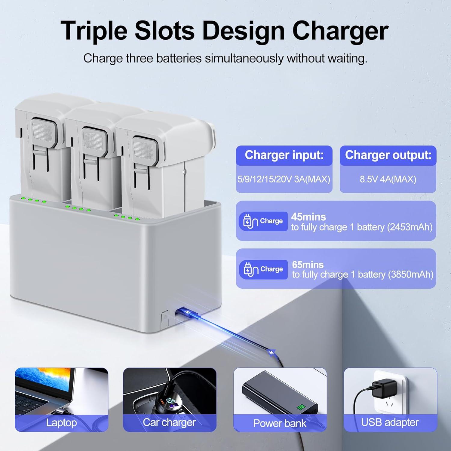 2 Baterías de Vuelo Inteligente 3850mAh + Cargador DJI Mini 3/4 Pro