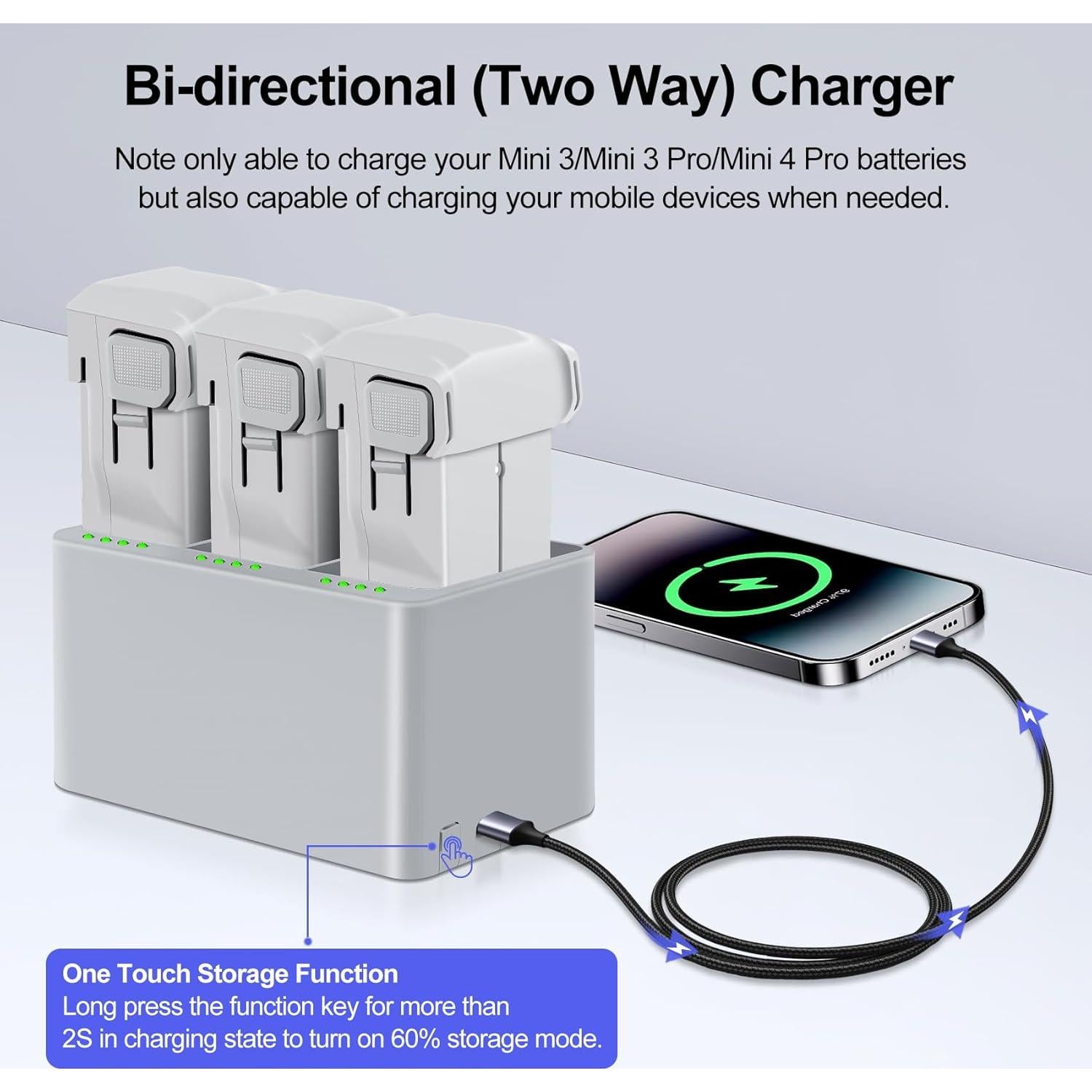 2 Baterías de Vuelo Inteligente 3850mAh + Cargador DJI Mini 3/4 Pro