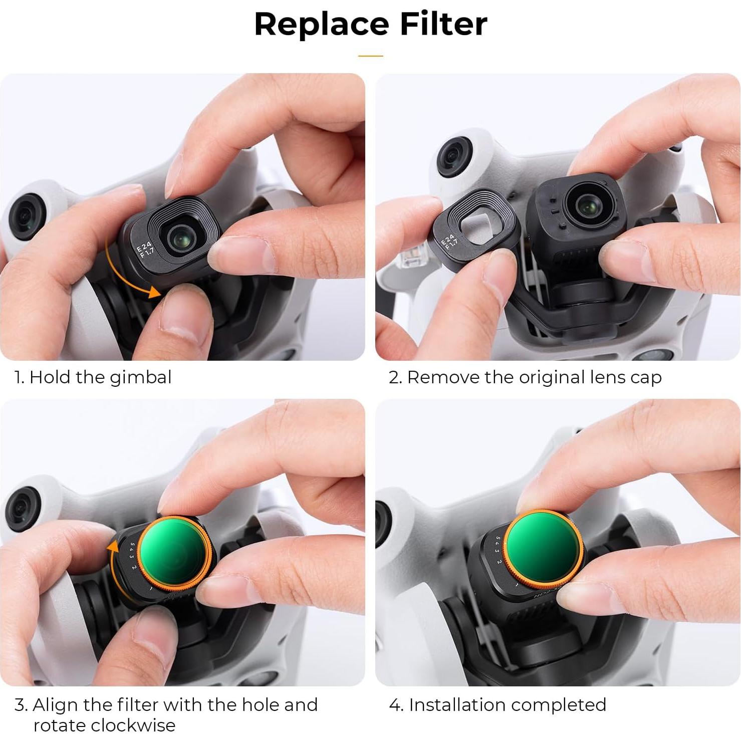 Filtro ND Variable K&F Concept para DJI Mini 4 Pro 1-5 Paradas