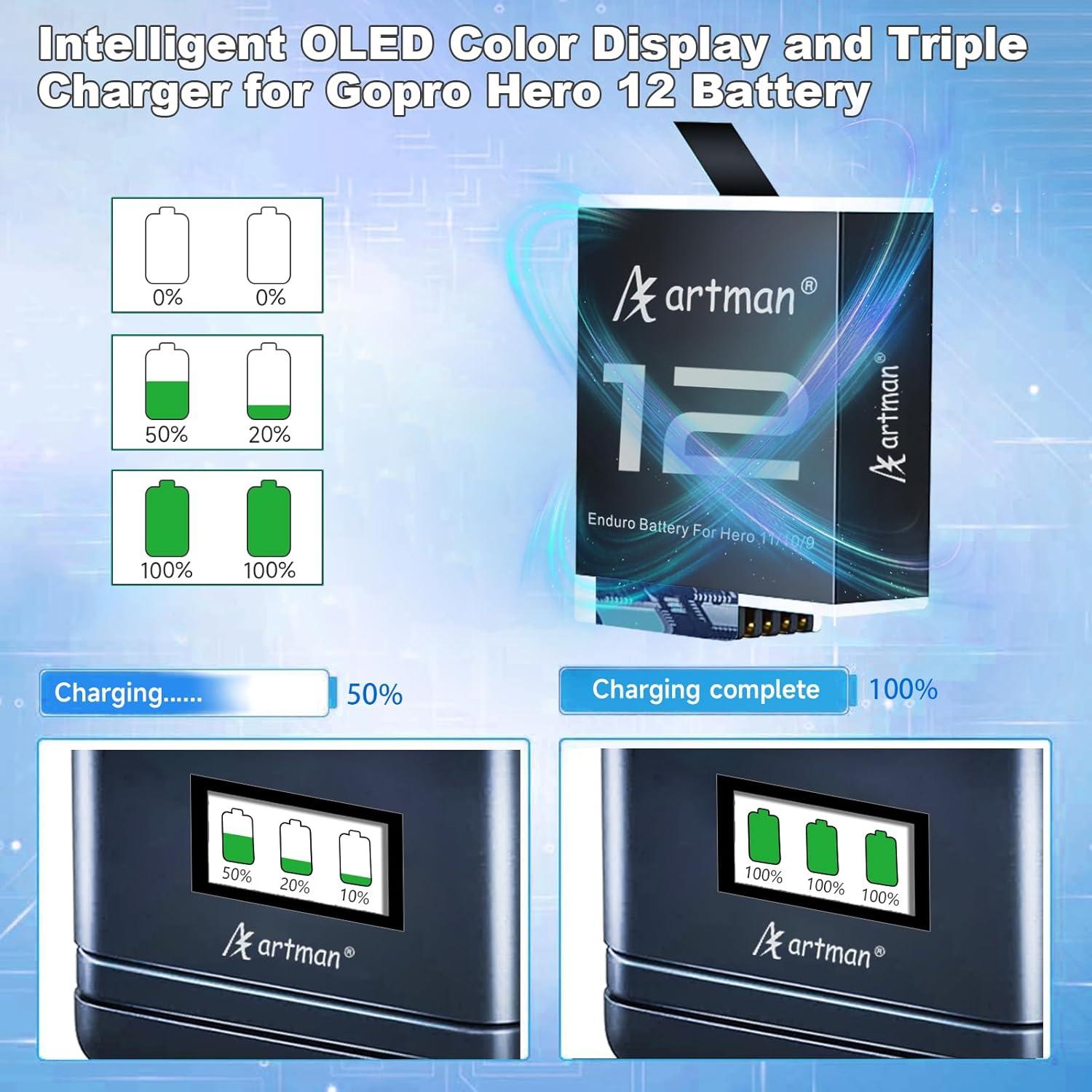 Batería Artman Enduro 1800mAh para GoPro Hero 12/11/10/9