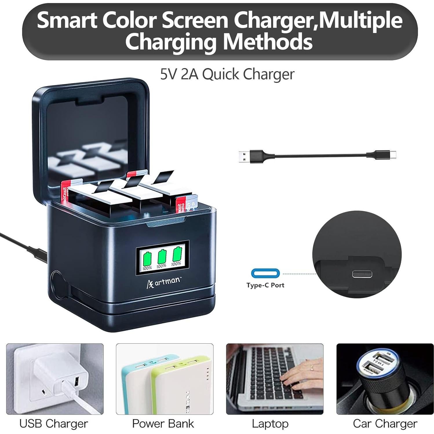 Batería Artman Enduro 1800mAh para GoPro Hero 12/11/10/9