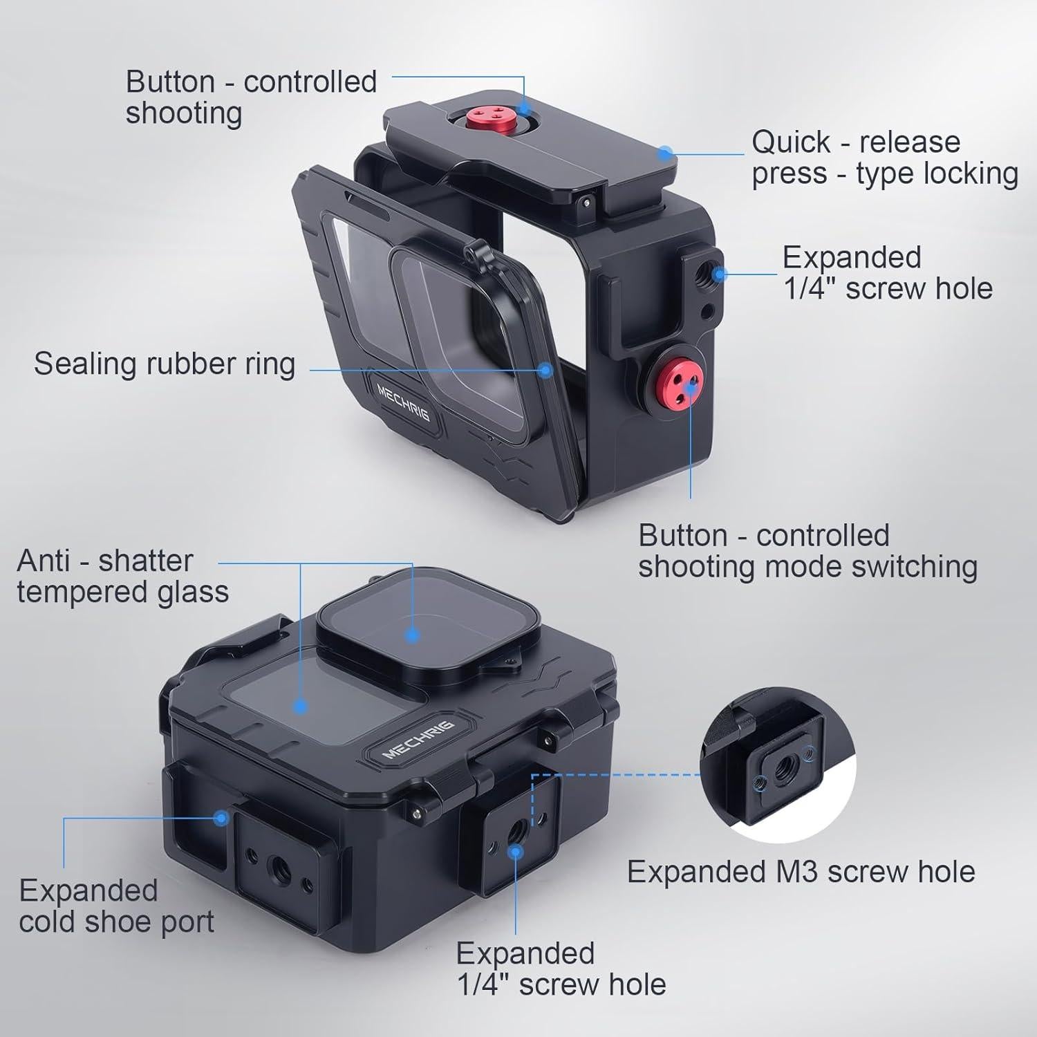 Funda Impermeable Aluminio Mechrig para GoPro HERO hasta 80M