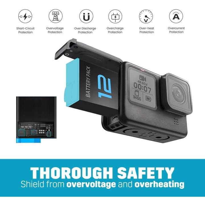 3 Baterías 1800mAh Go Pro Hero 9 10 11 12 + Cargador