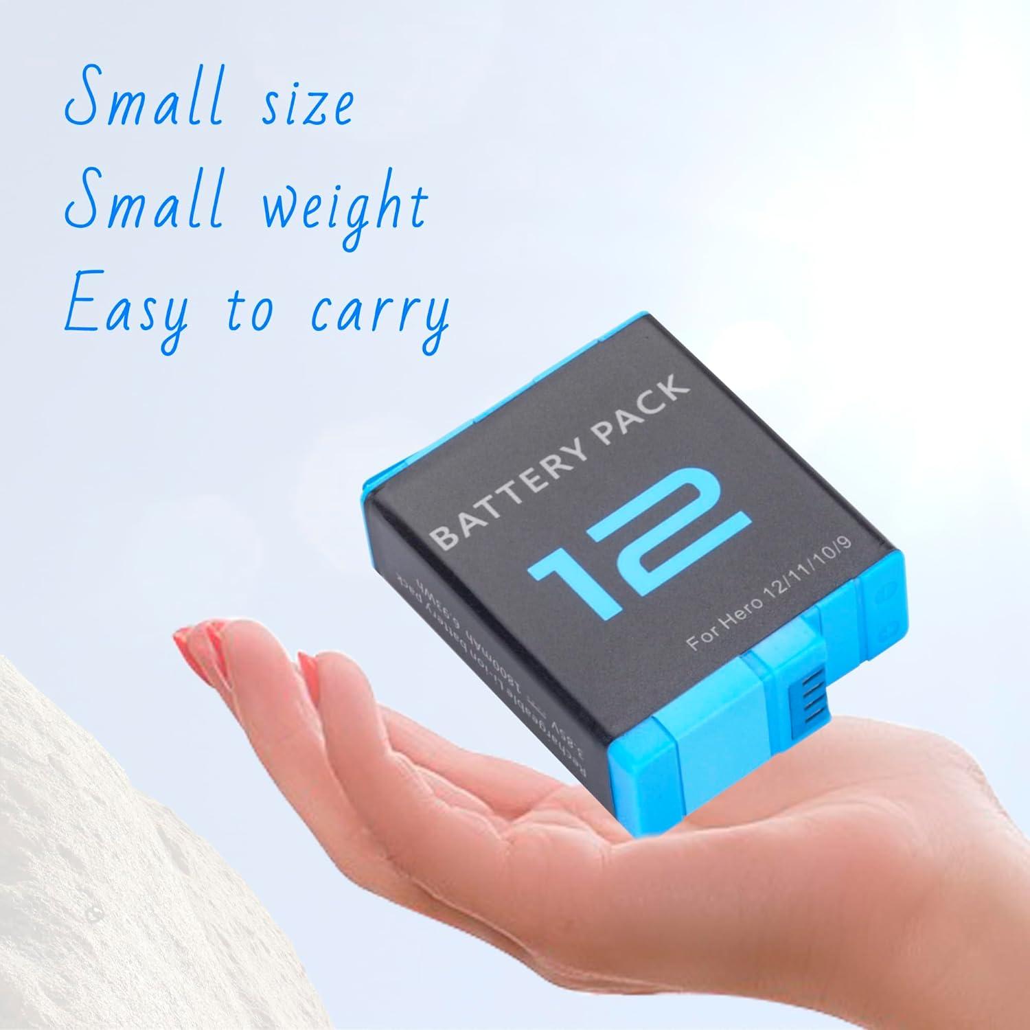 Paquete de 2 Baterías Hero 12 para GoPro 12/11/10/9 - Carga Rápida