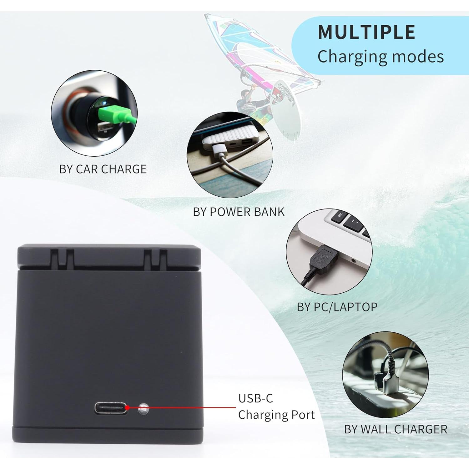 Batería de Reemplazo GoPro Hero 12/11/10/9 2000mAh + Cargador