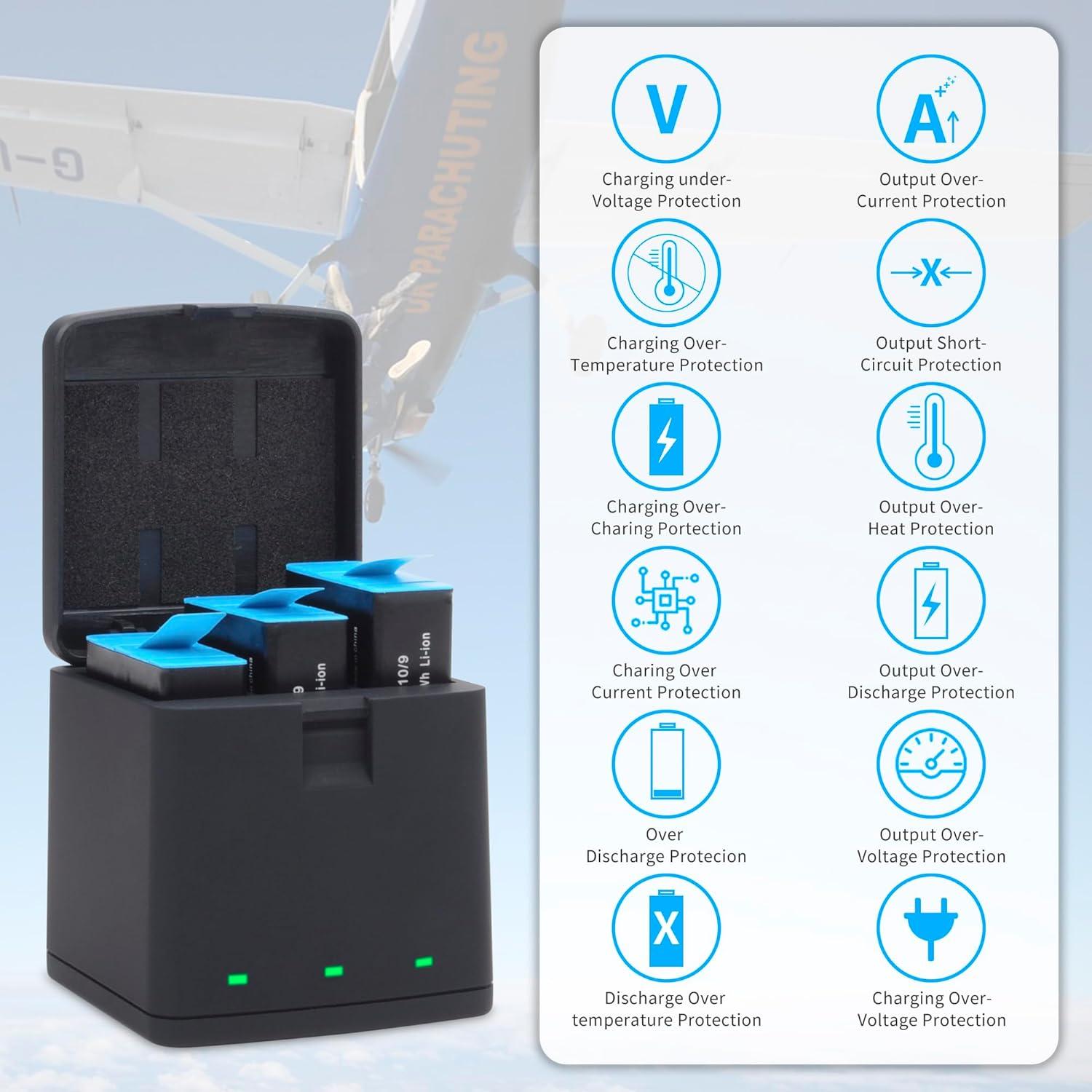 Batería de Reemplazo GoPro Hero 12/11/10/9 2000mAh + Cargador