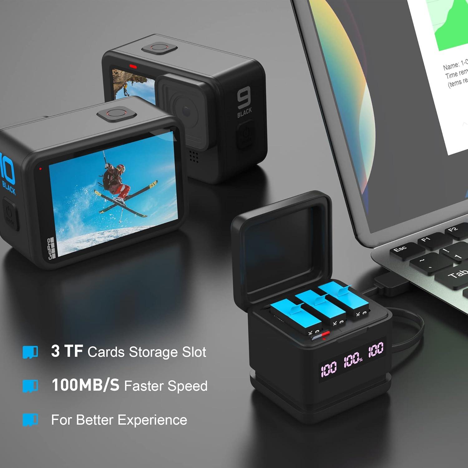 Paquete de 2 Baterías 2000mAh + Cargador Rápido GoPro Hero 9/10/11/12