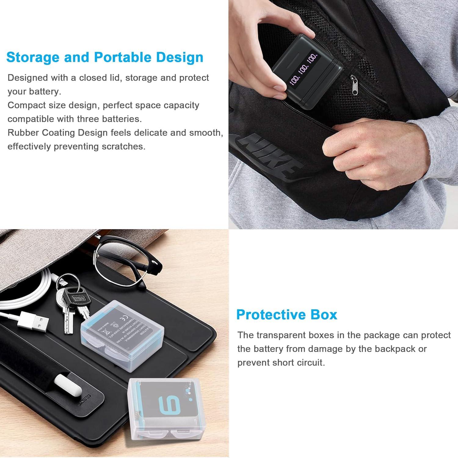 Paquete de 2 Baterías 2000mAh + Cargador Rápido GoPro Hero 9/10/11/12