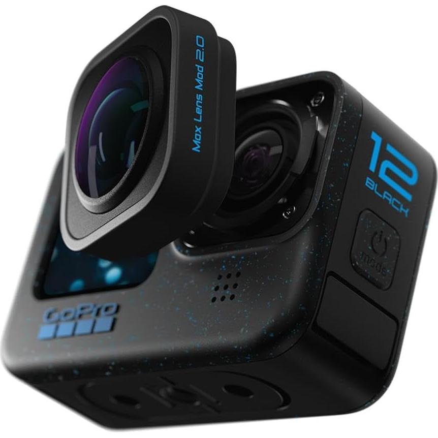Cámara GoPro HERO12 Black Impermeable + Max Lens Mod 2.0 + 64GB