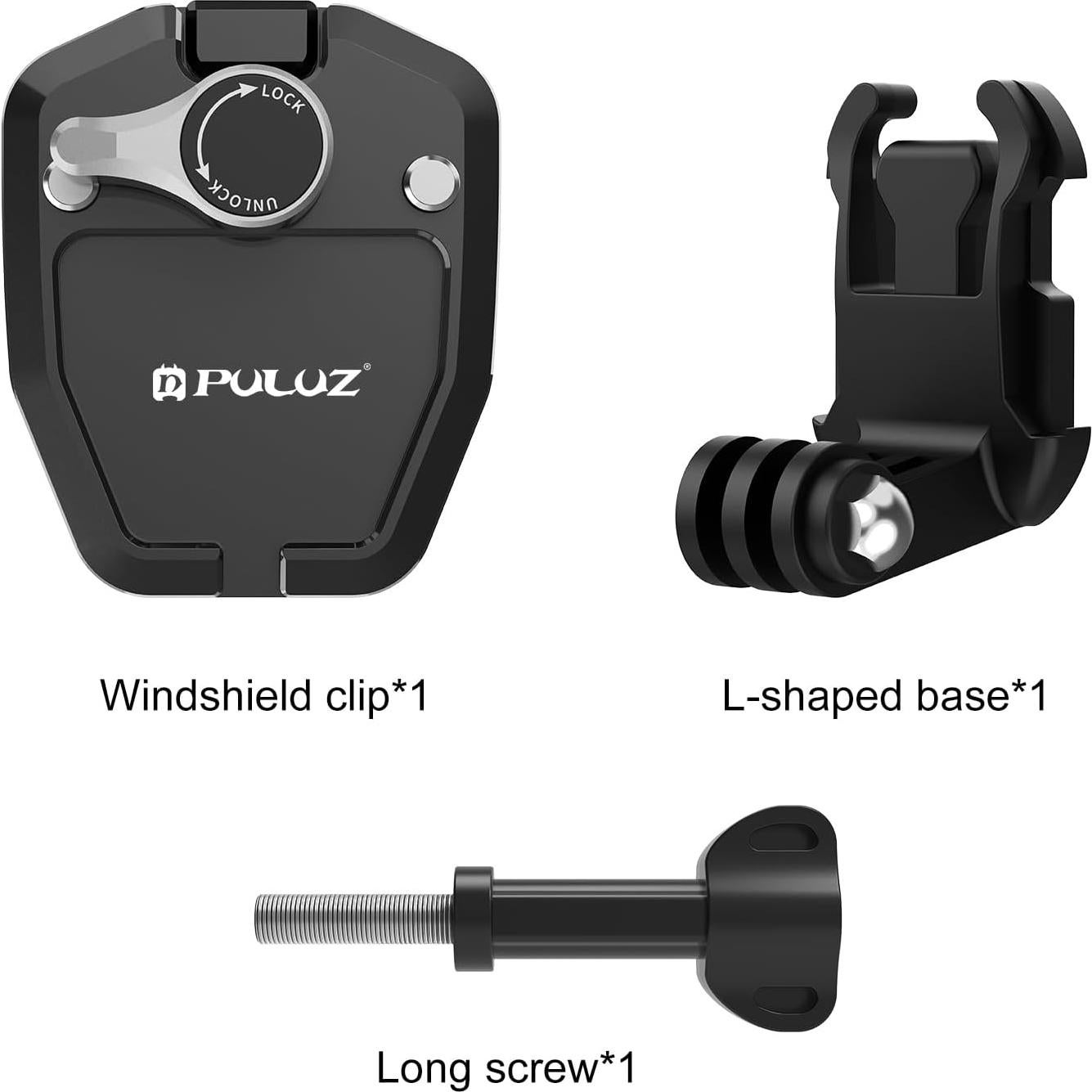 Soporte de Parabrisas PULUZ para Cámaras de Acción - Compatible GoPro, DJI, Insta360