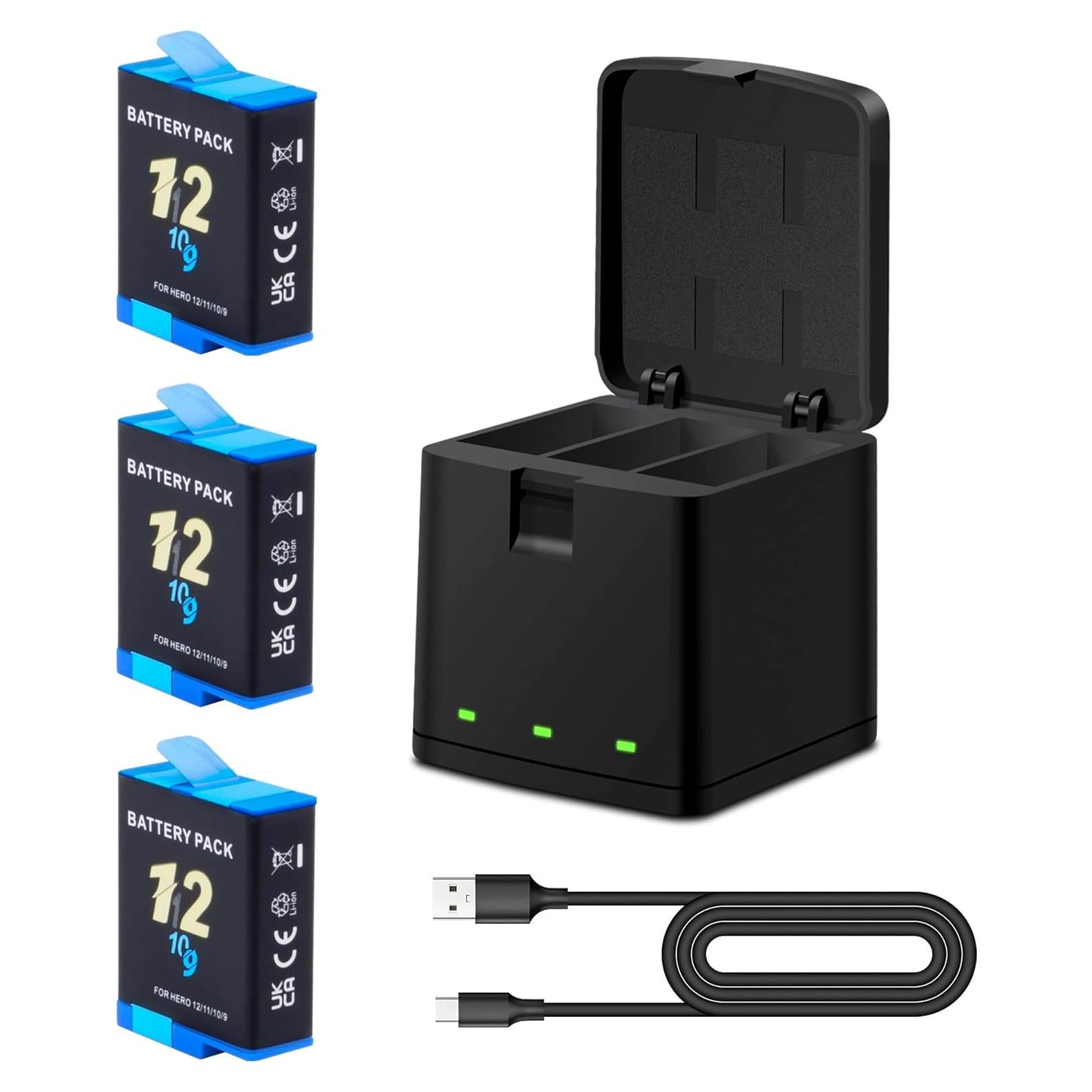 Paquete de 3 Baterías 2000mAh DFTIM para Hero 9/10/11/12