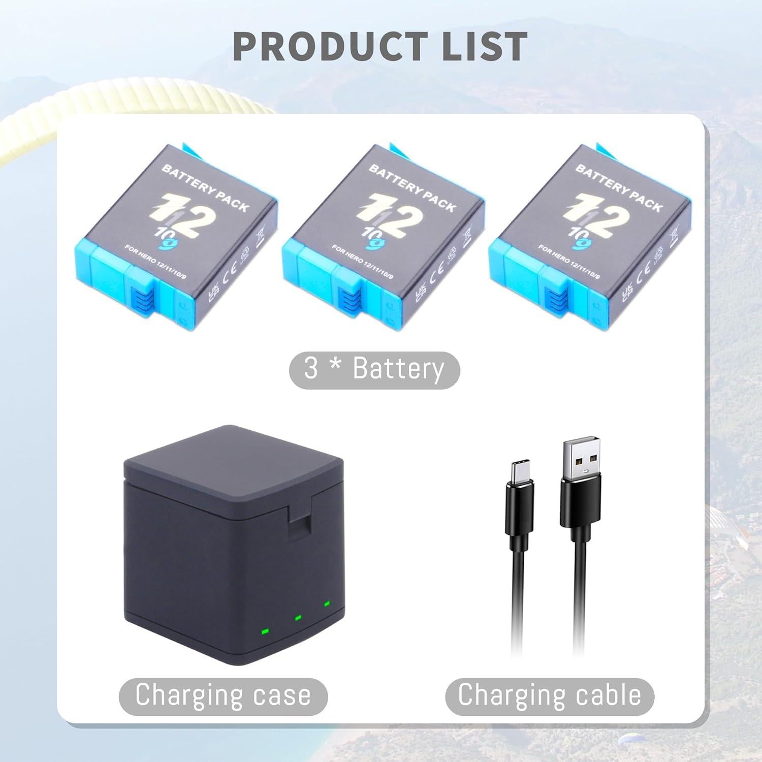 Paquete de 3 Baterías 2000mAh DFTIM para Hero 9/10/11/12