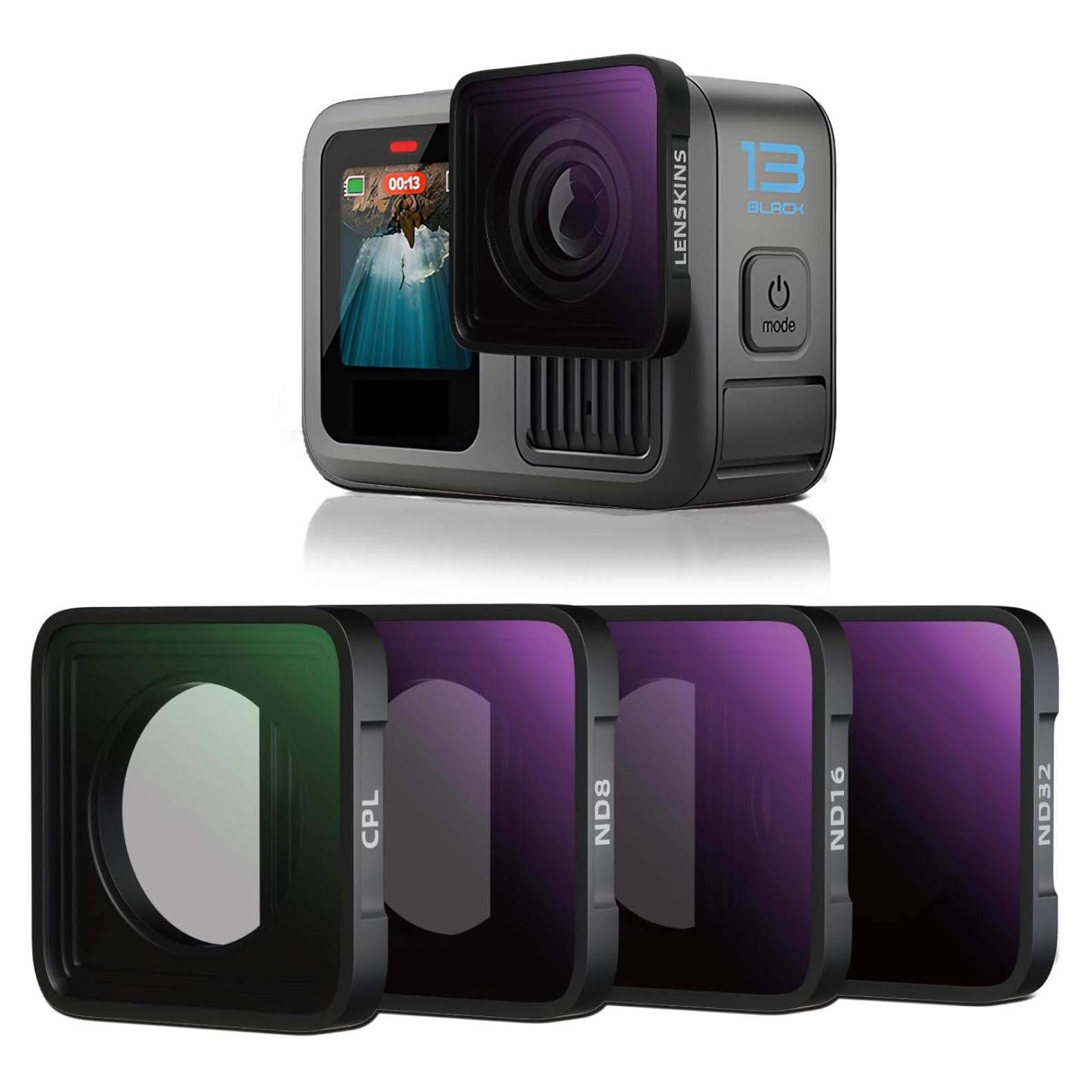 Paquete de 4 Filtros ND y CPL LENSKINS para GoPro Hero