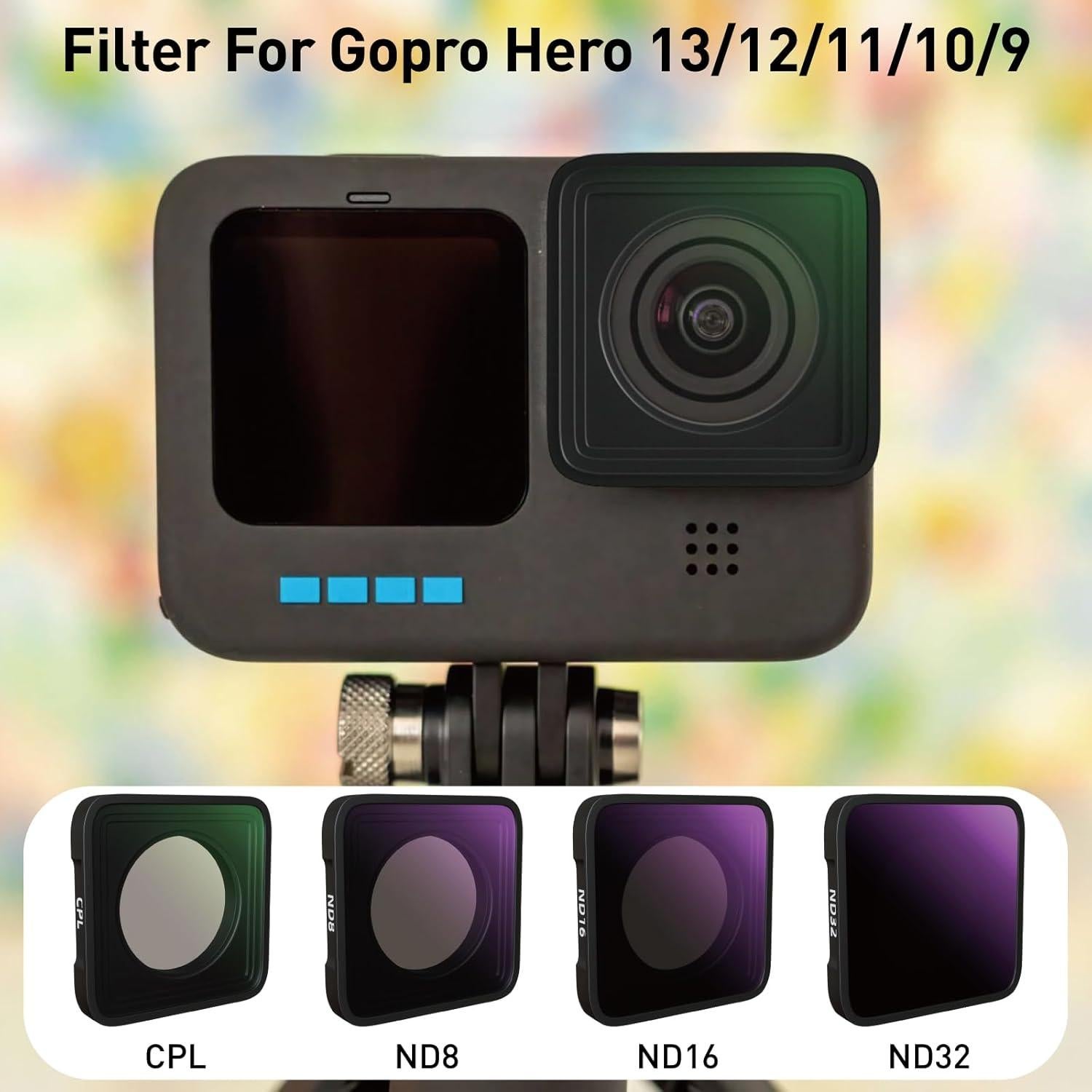 Paquete de 4 Filtros ND y CPL LENSKINS para GoPro Hero