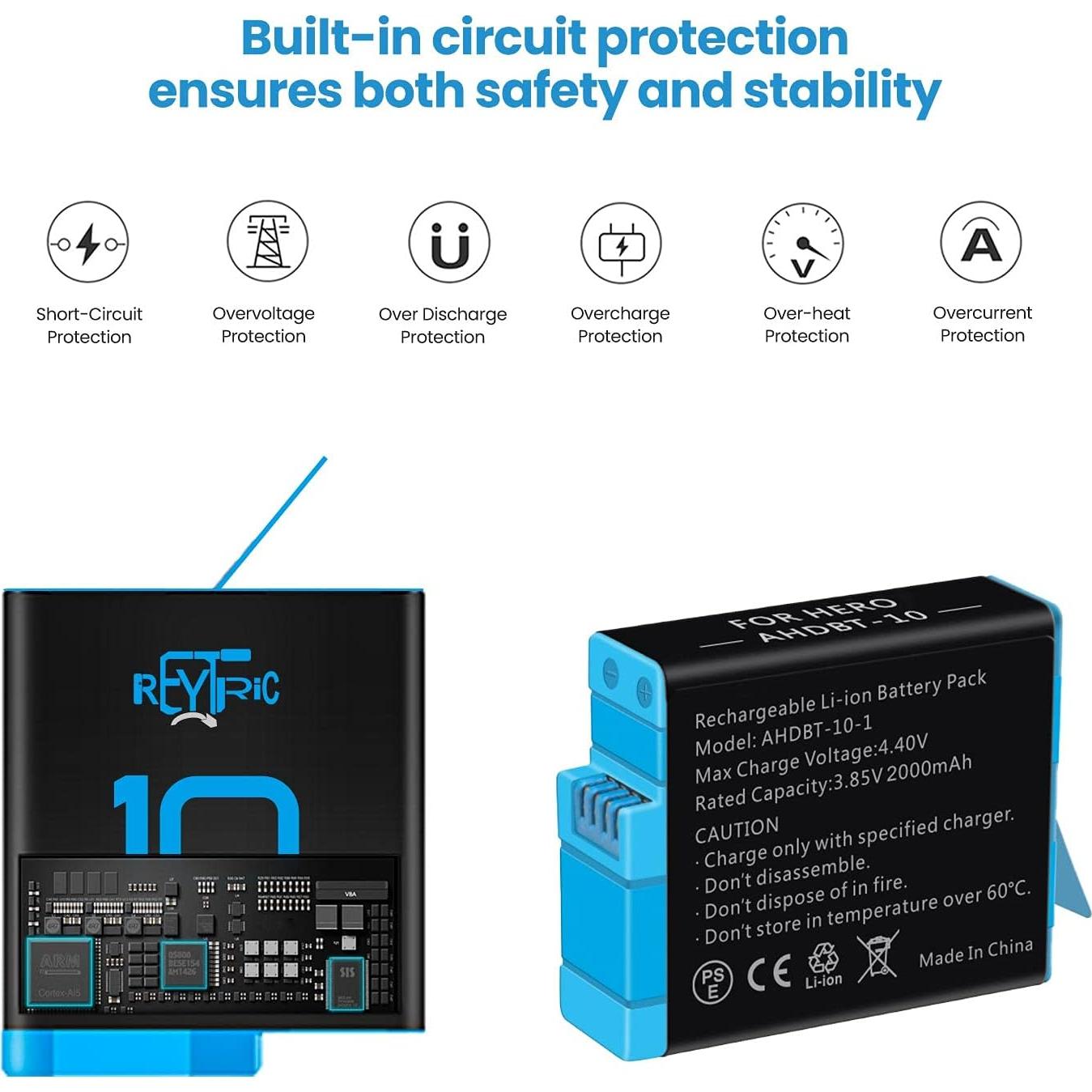 Paquete de 3 Baterías 2000mAh para GoPro Hero 12 11 10 9