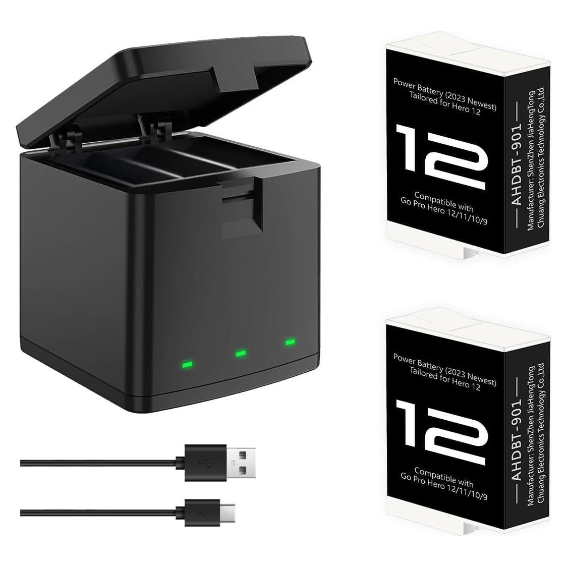 2 Baterías Enduro DIDIMETA para GoPro Hero 12 con Cargador