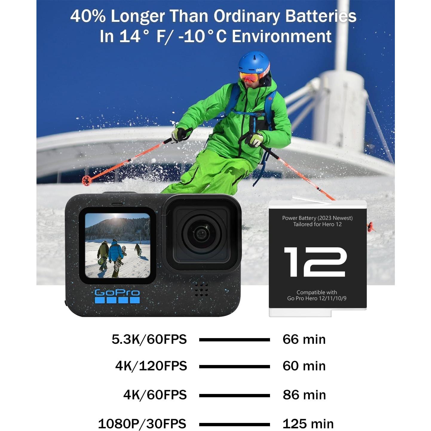 2 Baterías Enduro DIDIMETA para GoPro Hero 12 con Cargador