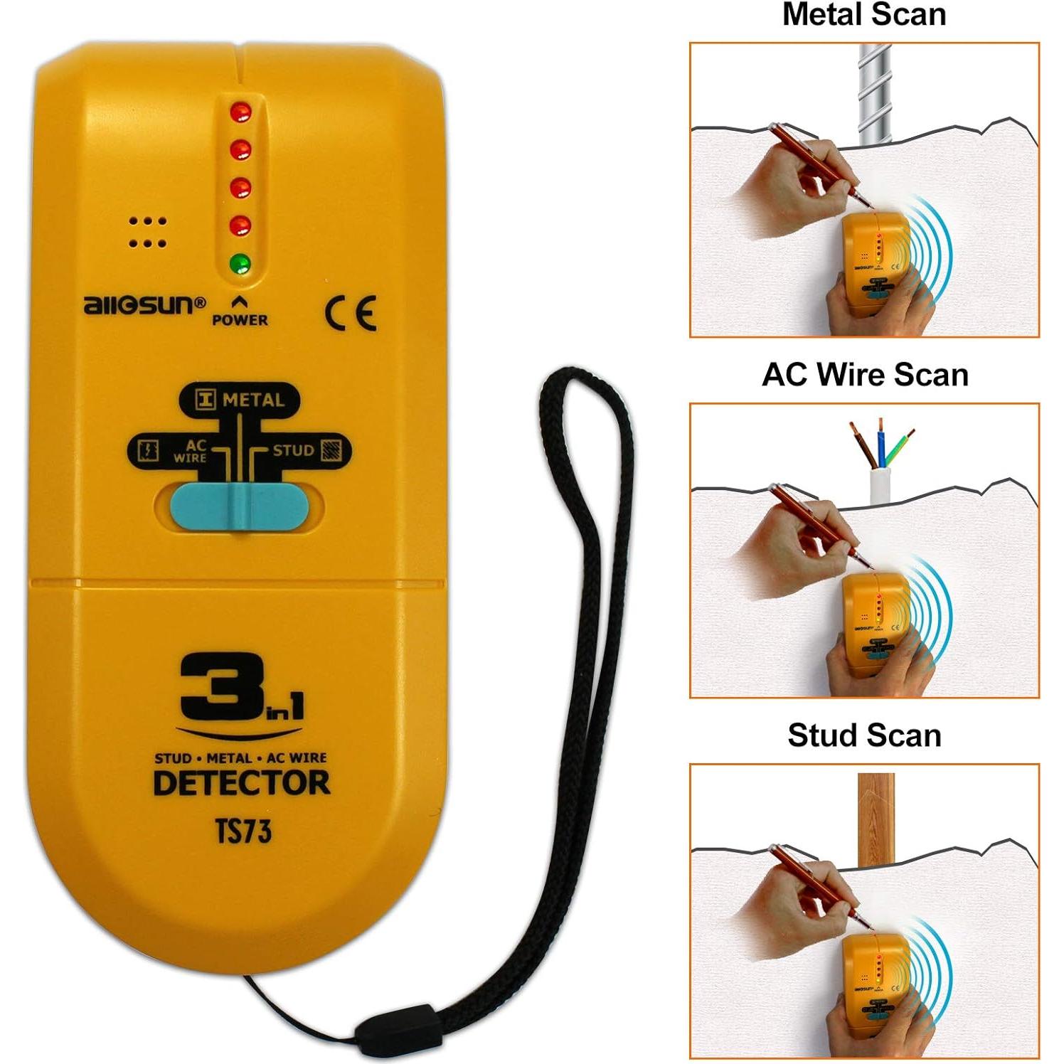 Detector de Vigas ALLOSUN TS73 LED 3 en 1 Escáner de Pared