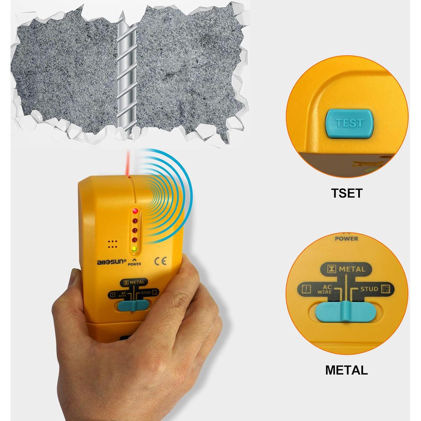 Detector de Vigas ALLOSUN TS73 LED 3 en 1 Escáner de Pared